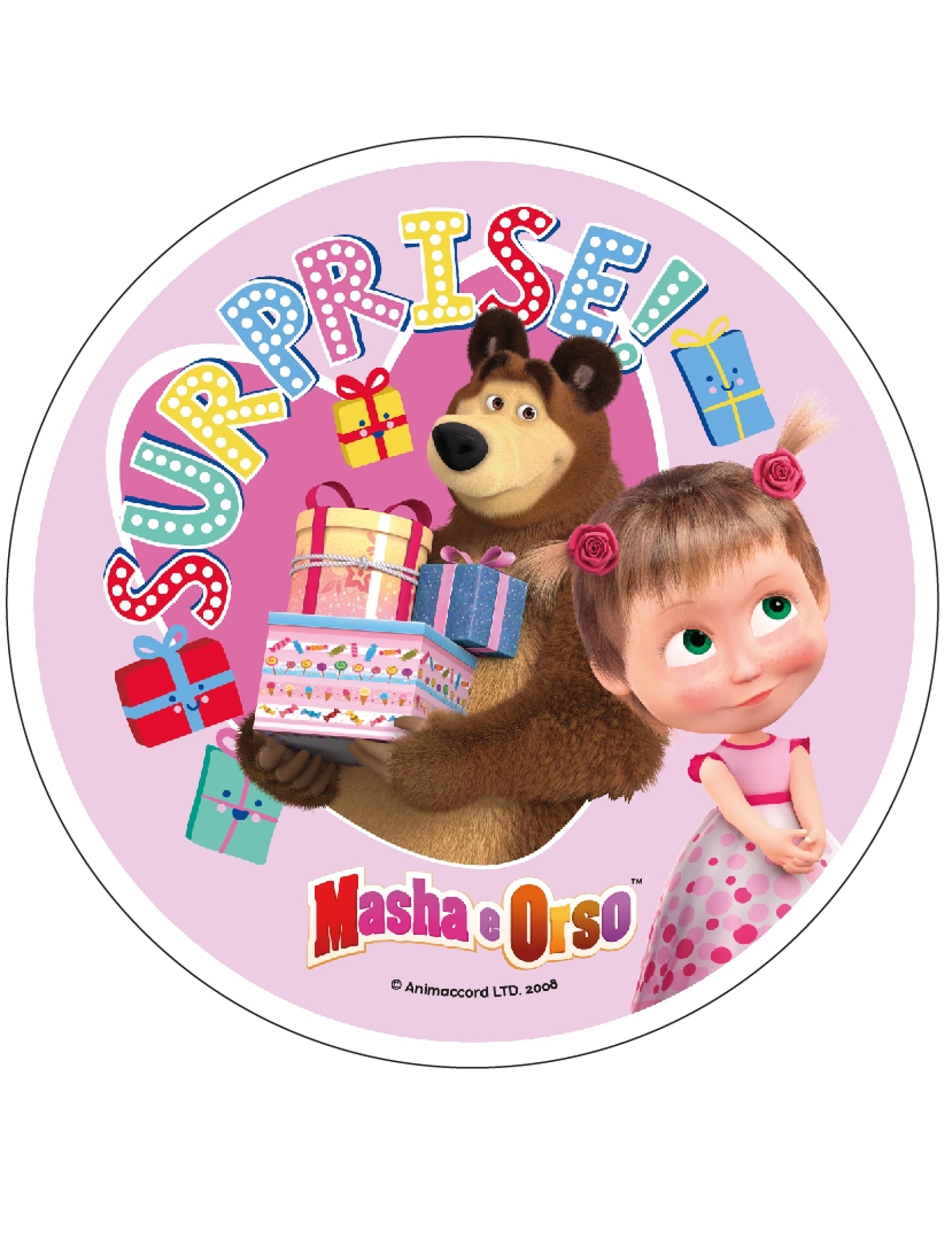 Disque en azyme Masha et Michka rose 21 cm