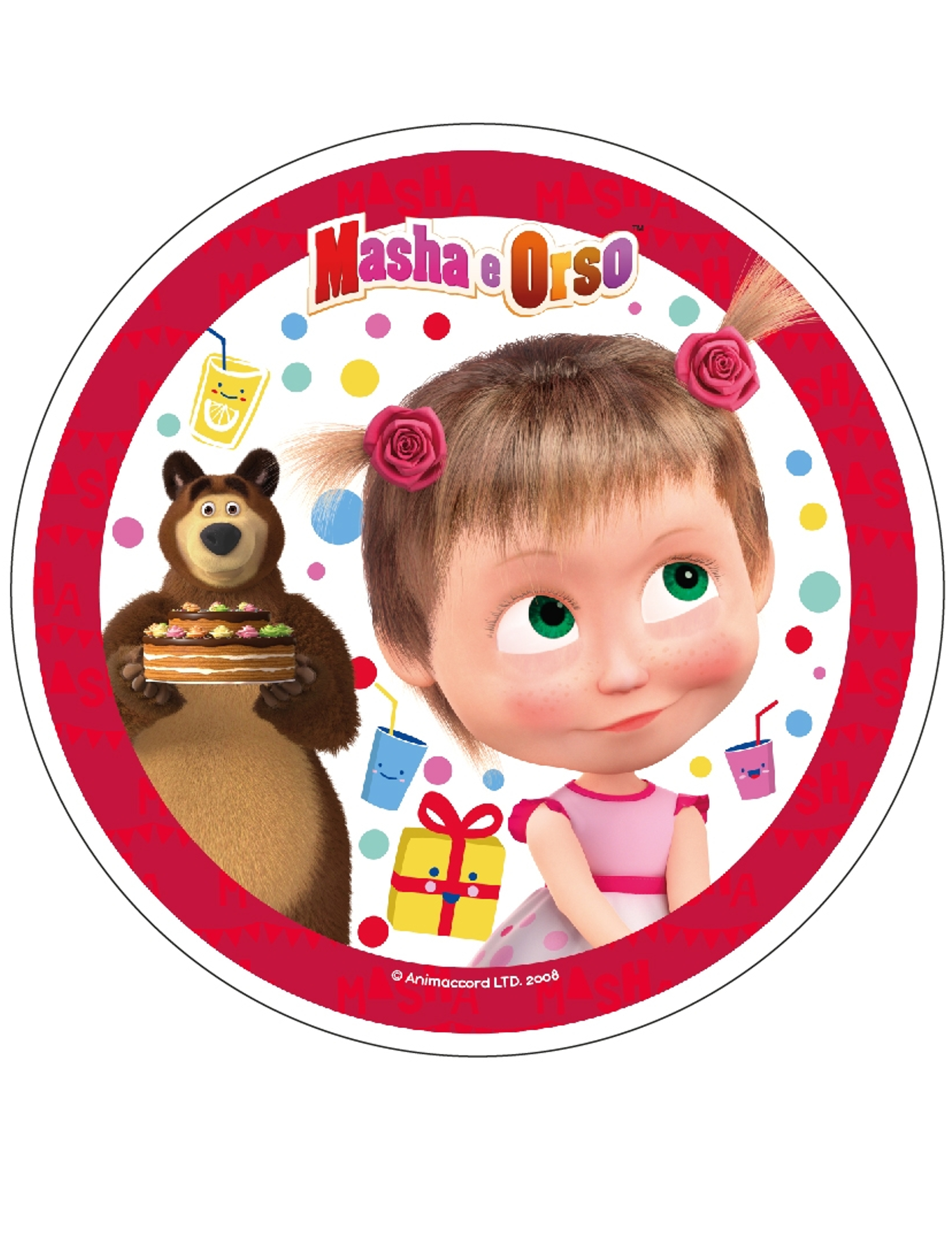Disque en azyme Masha et Michka rouge 21 cm