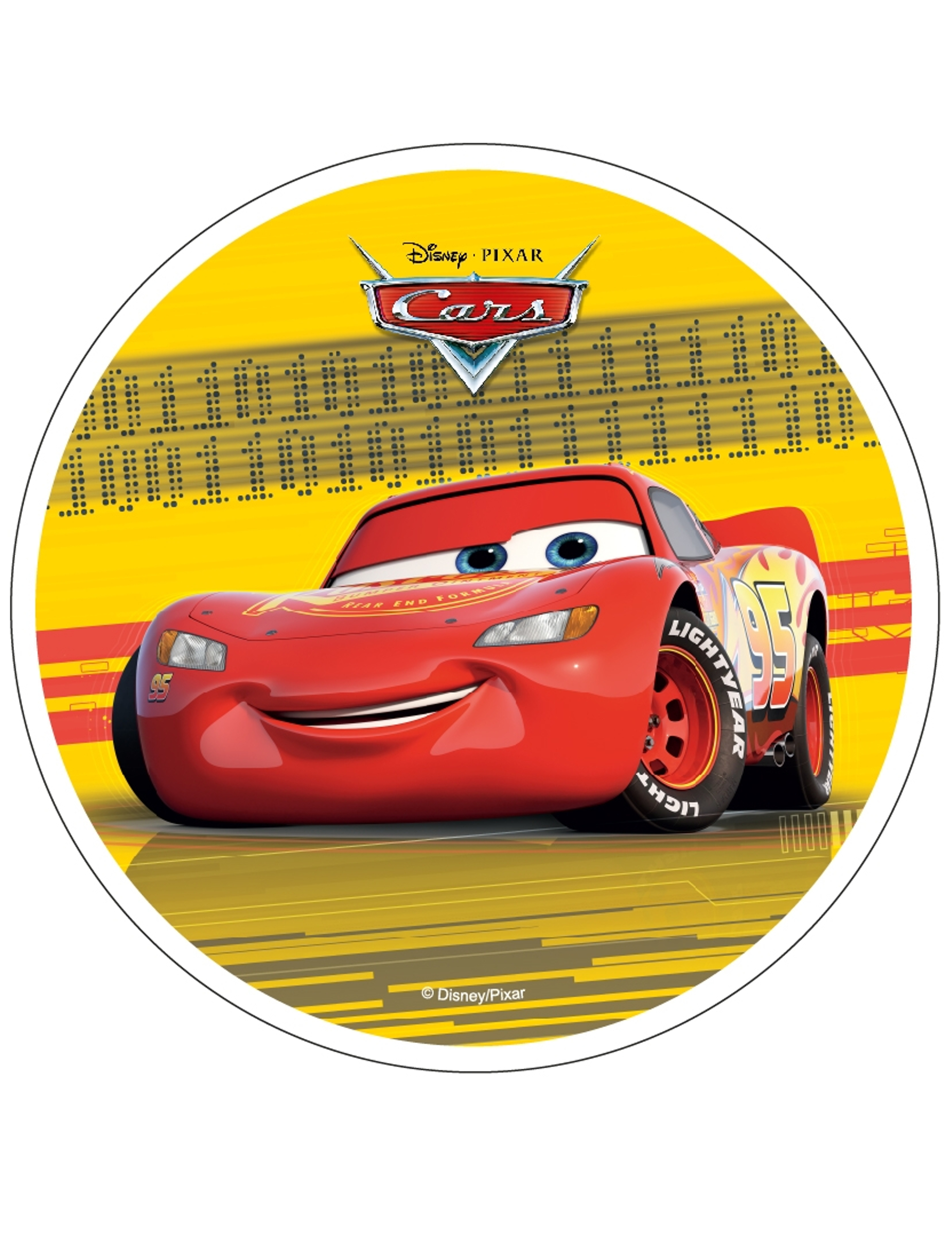 Disque en azyme Cars jaune 21 cm