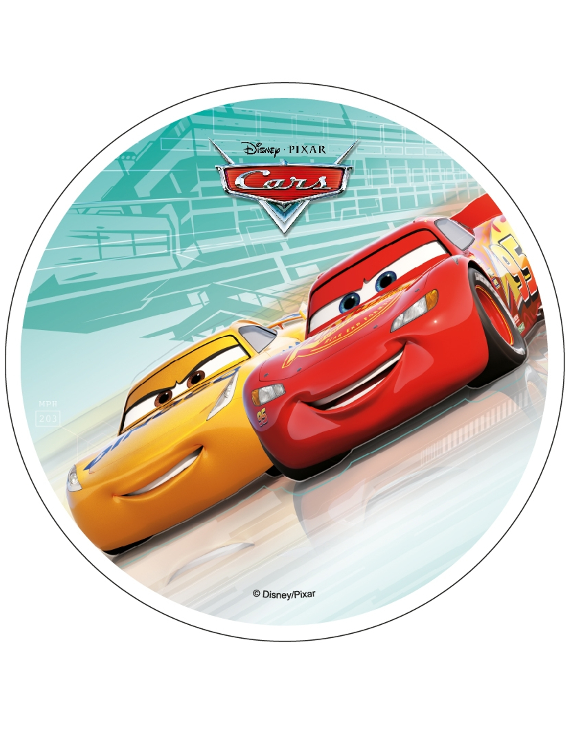Disque en azyme Cars turquoise 21 cm
