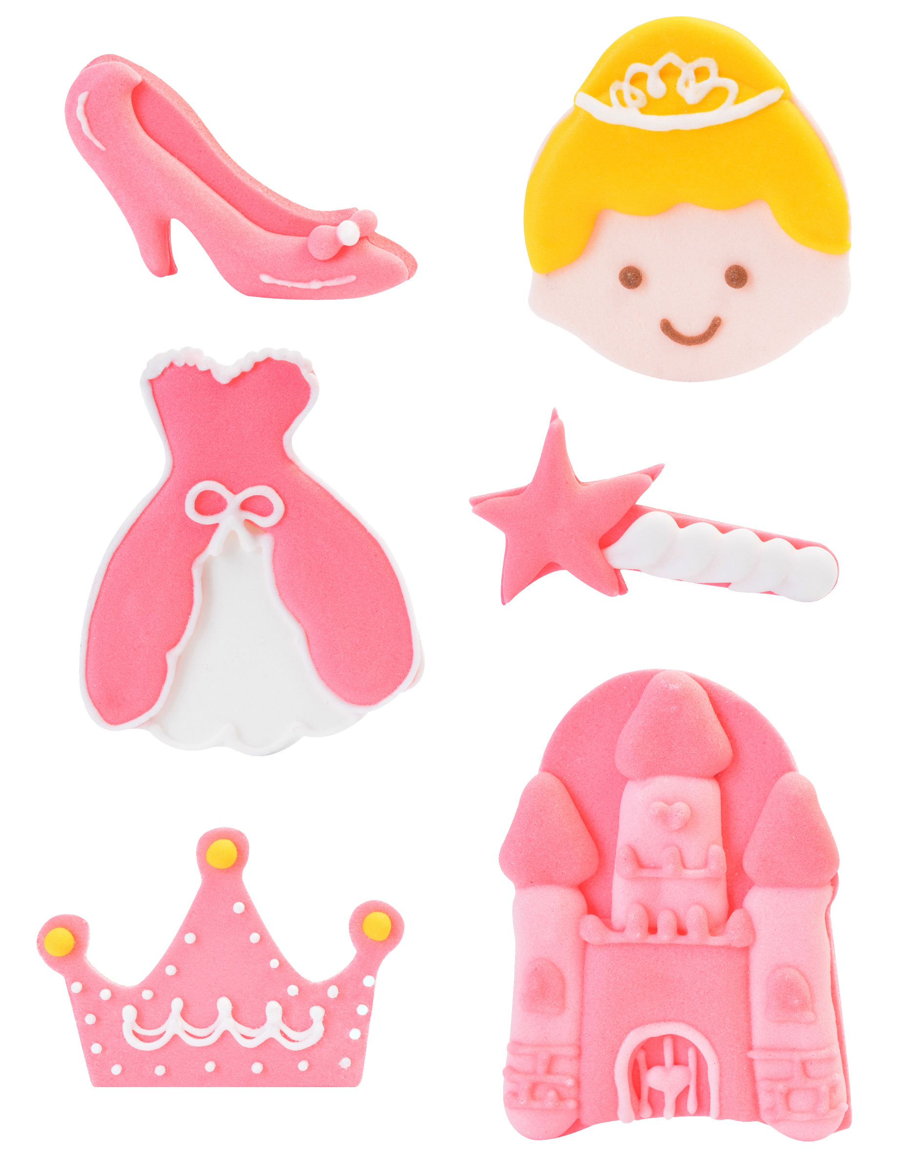 6 Décorations en sucre princesse 4 cm