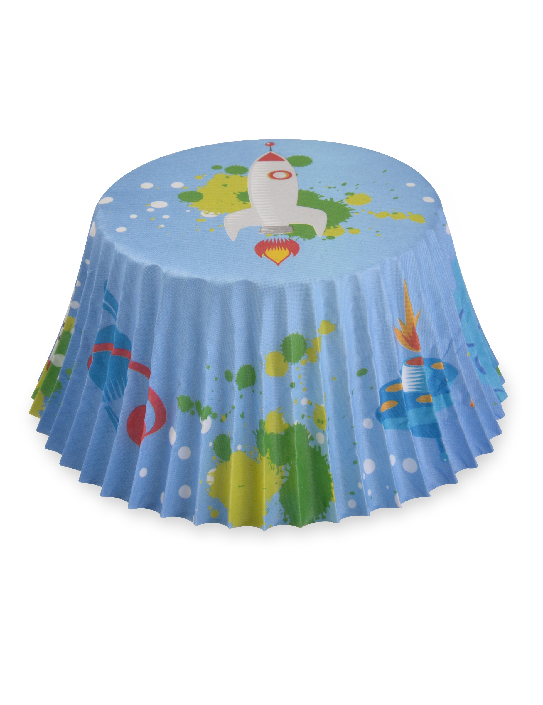 50 Moules à cupcake en papier fusée astronaute 7 cm