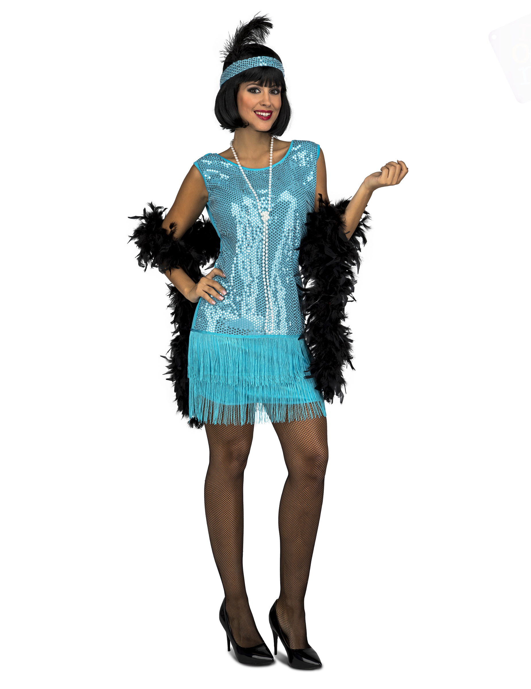 Deguisement charleston turquoise sequins femme