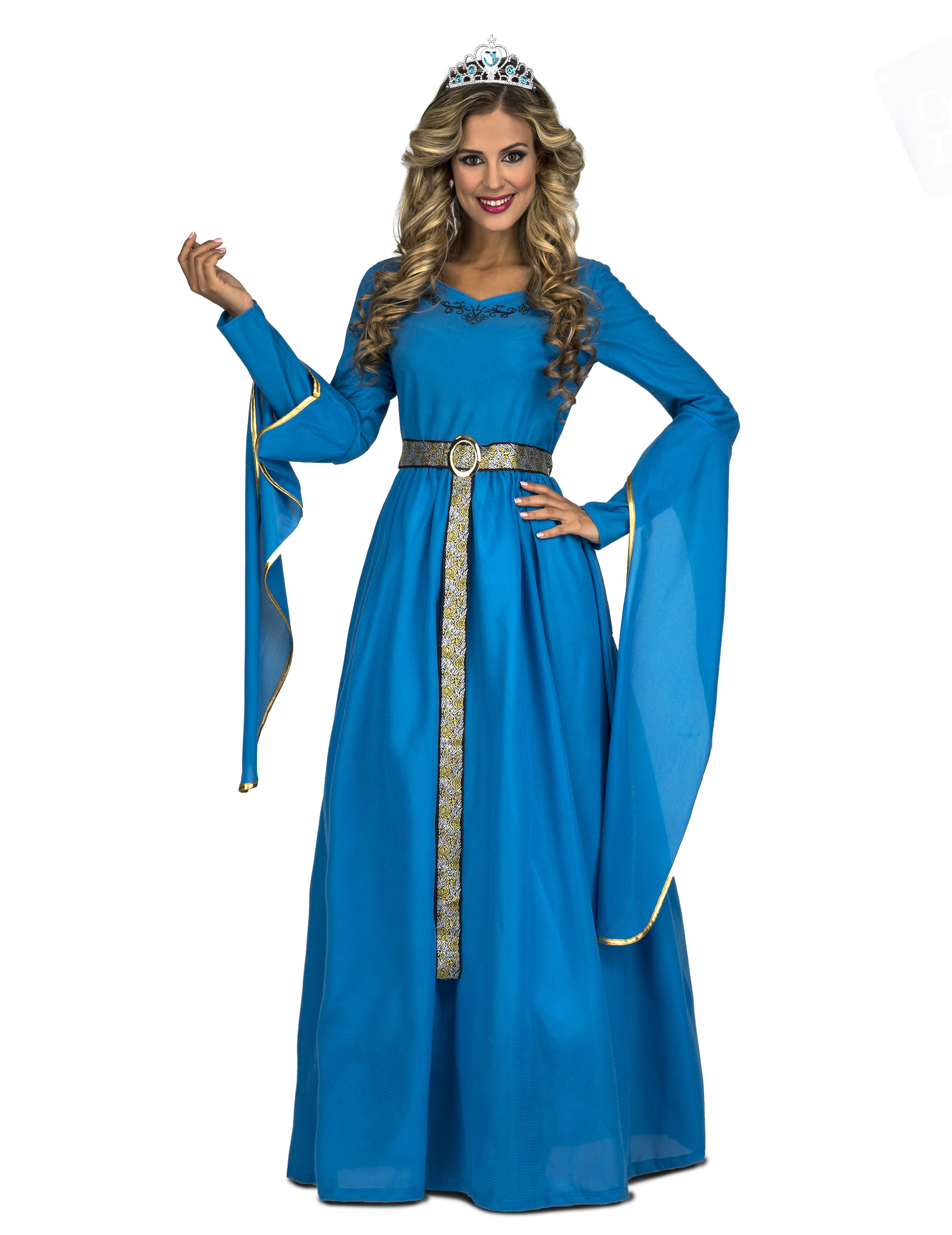 Déguisement reine médievale bleu femme