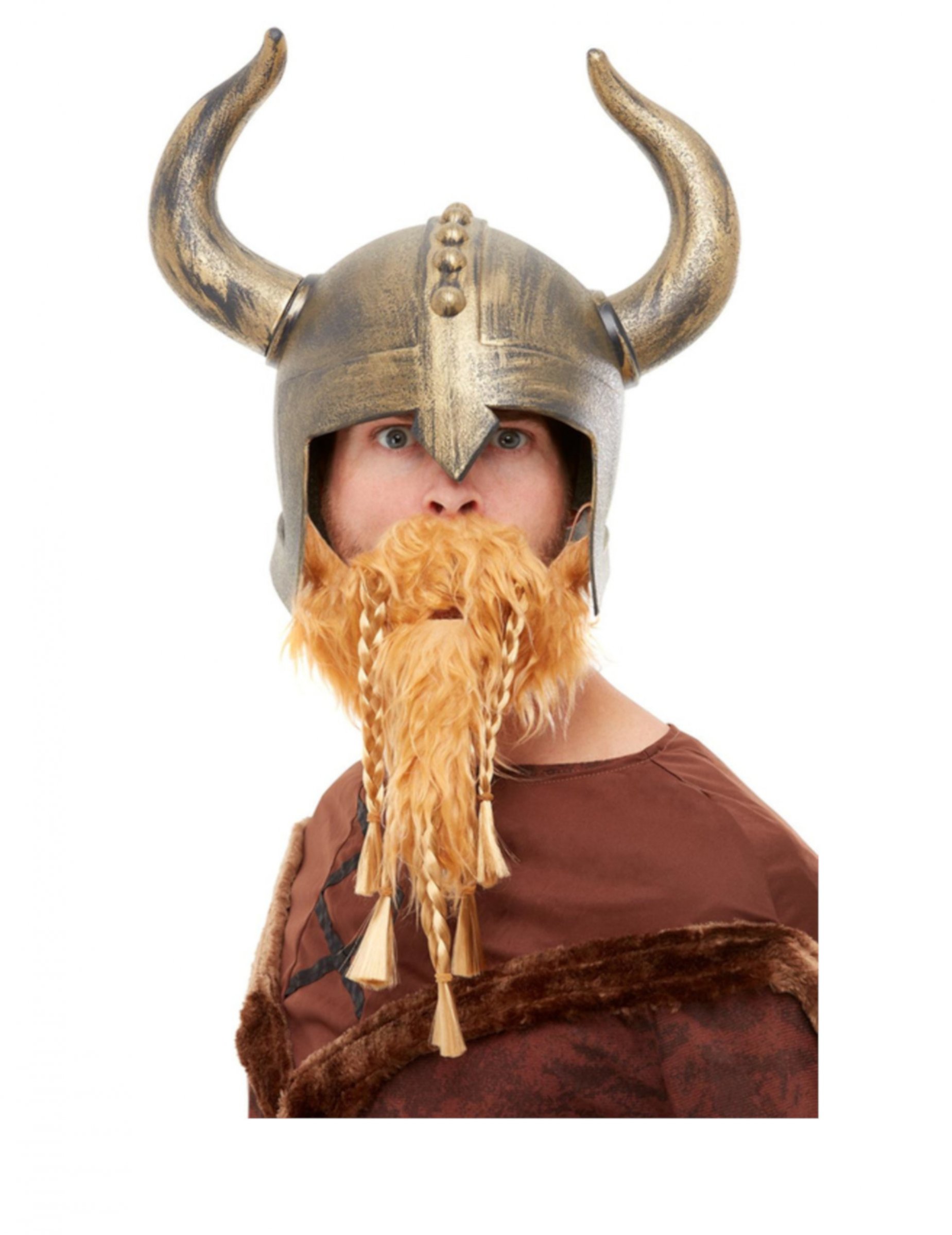 Casque de Viking doré avec barbe