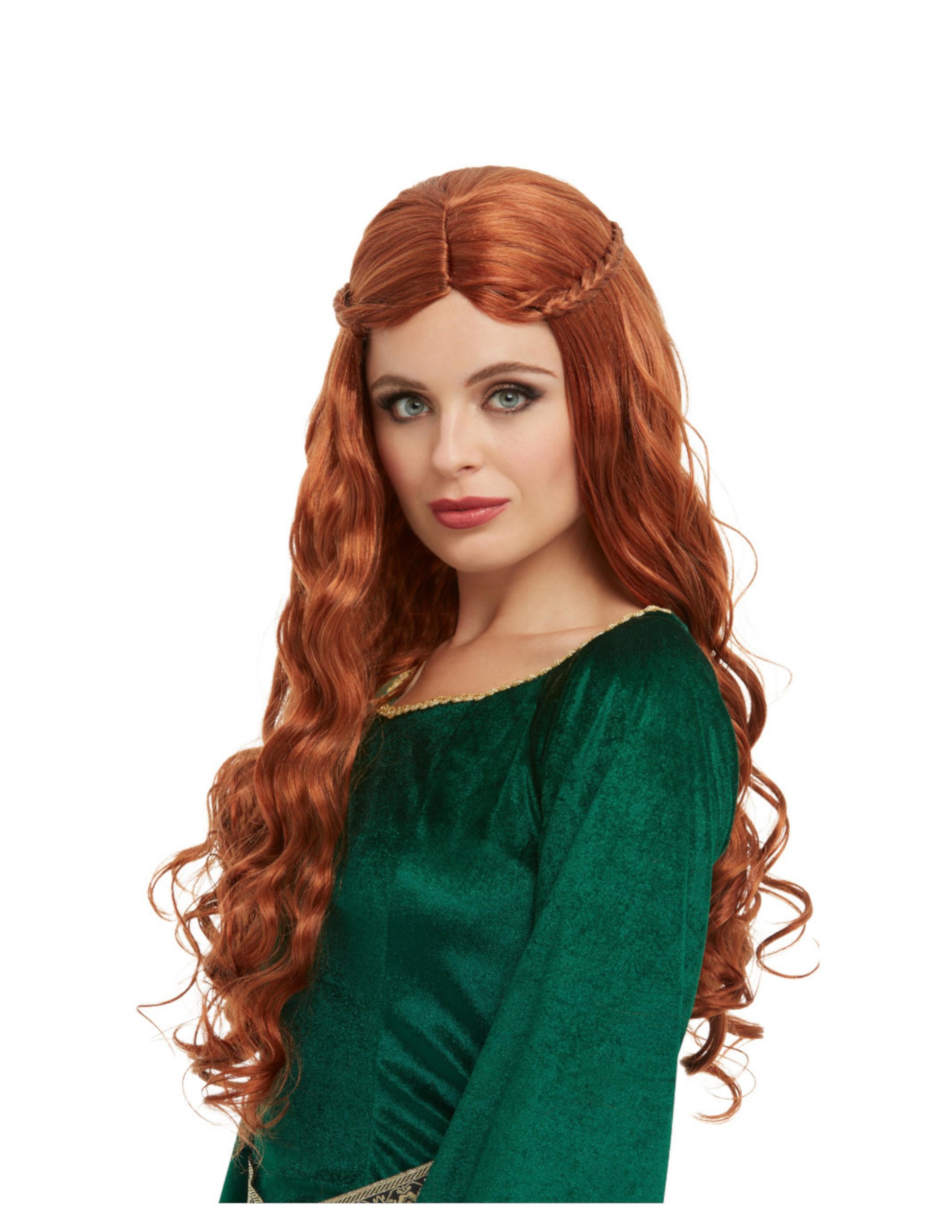 Perruque chatain avec tresses femme