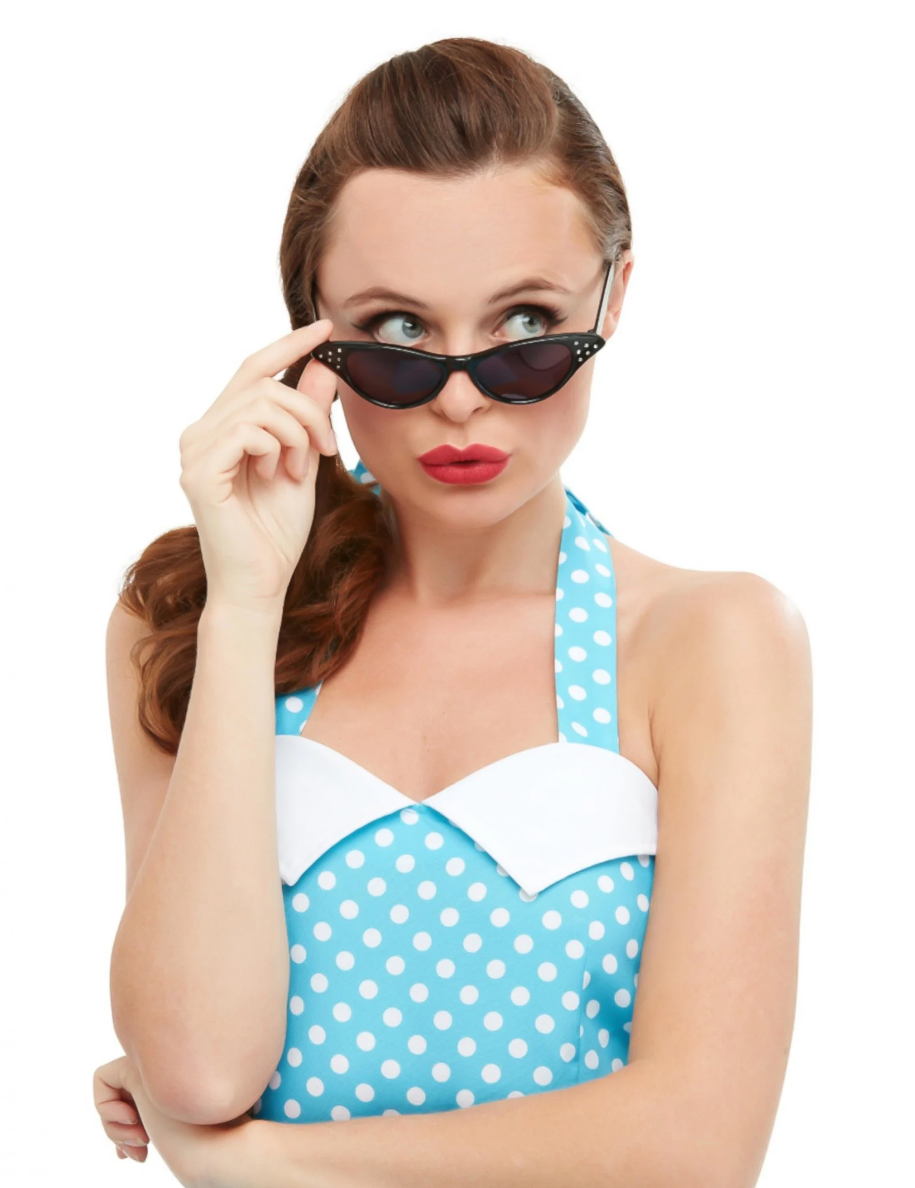 Lunettes rétro à strass noires femme