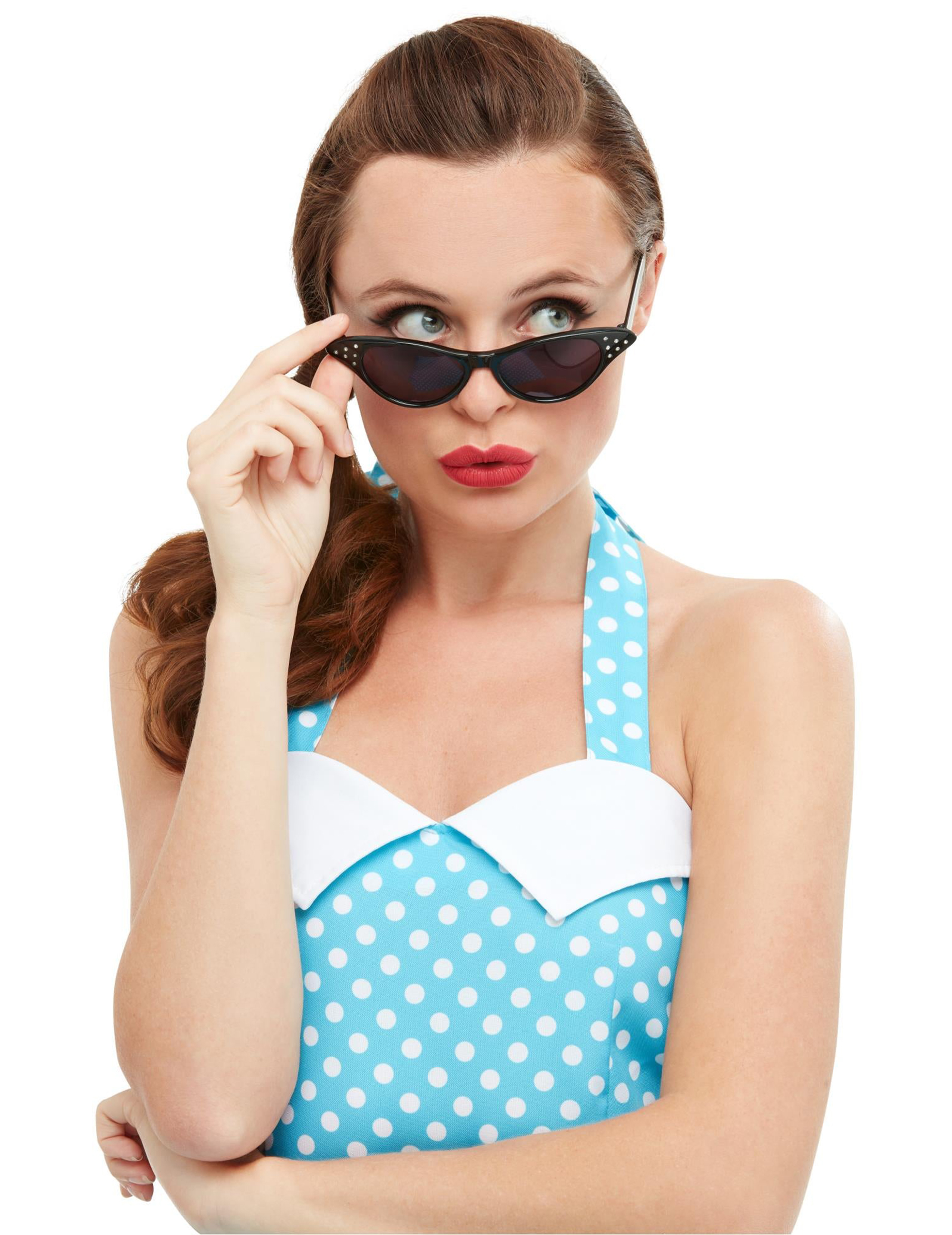 Lunettes rétro à strass noires femme