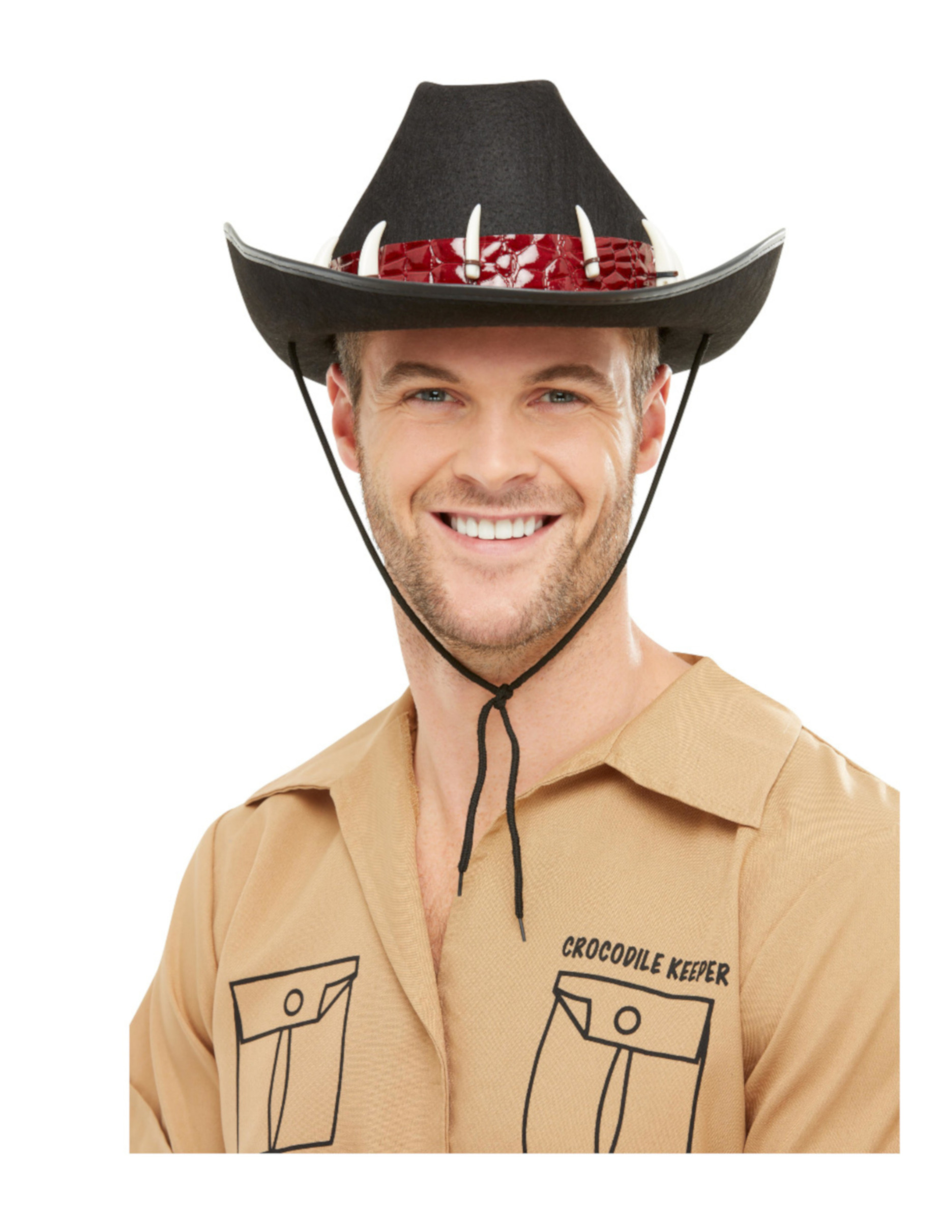 Chapeau d'aventurier avec dents crocodile adulte