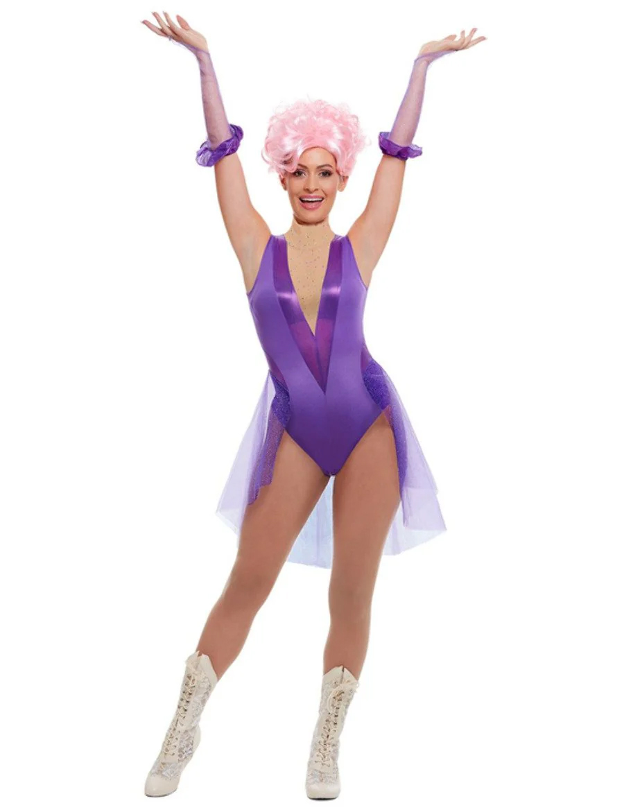 Déguisement trapéziste de cirque violet femme