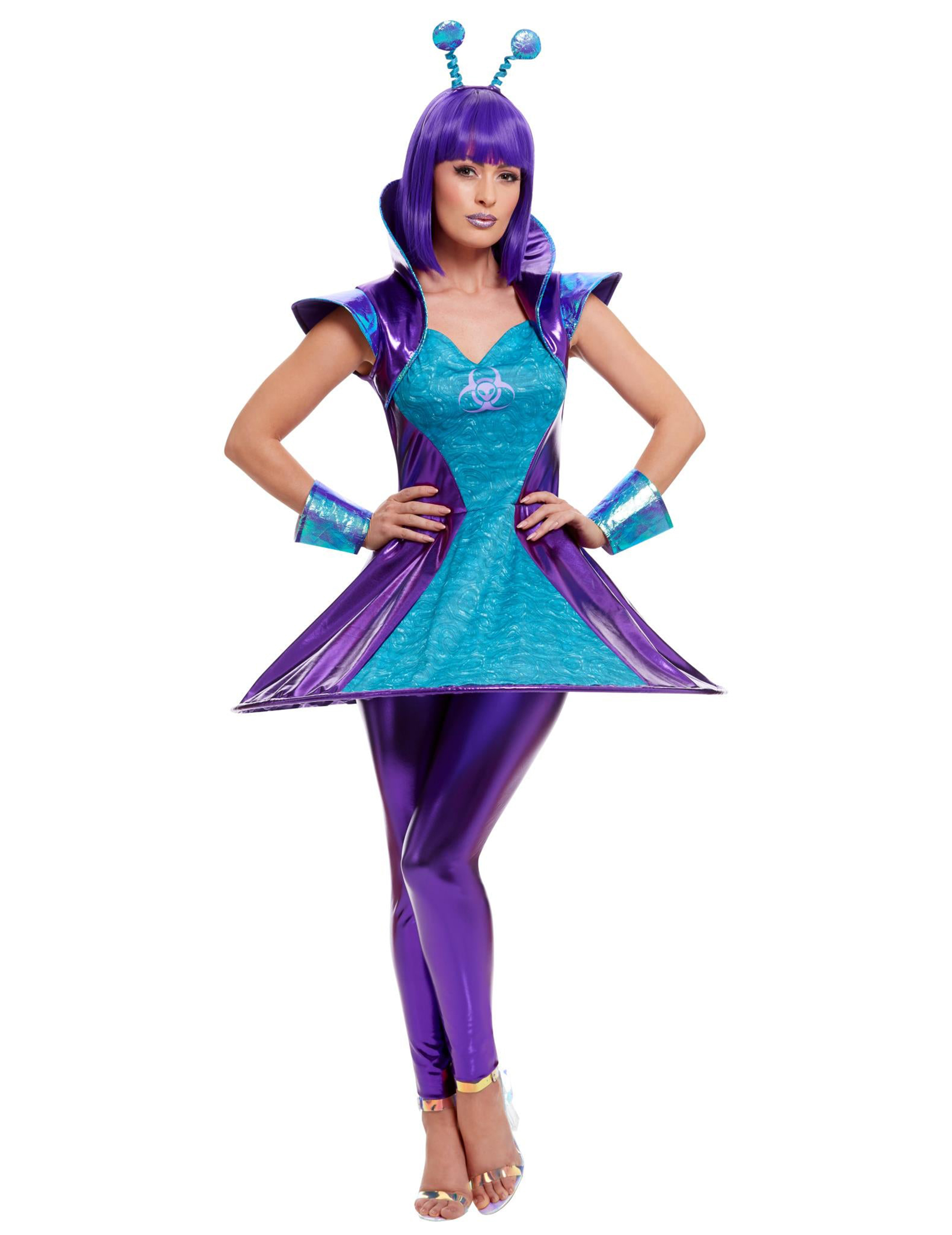 Déguisement alien bleu et violet femme