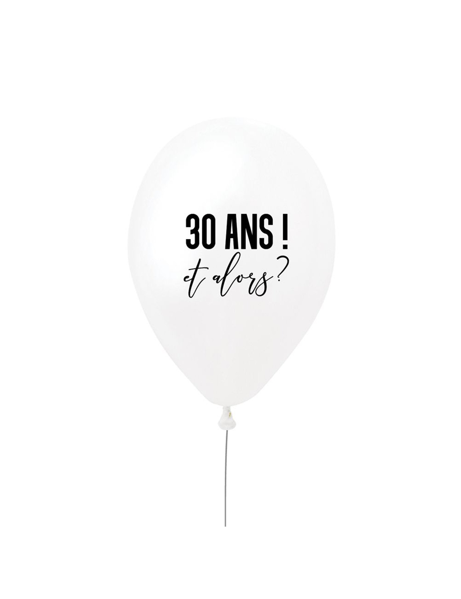 Ballon en latex 30 ans et alors   blanc et noir 27 cm