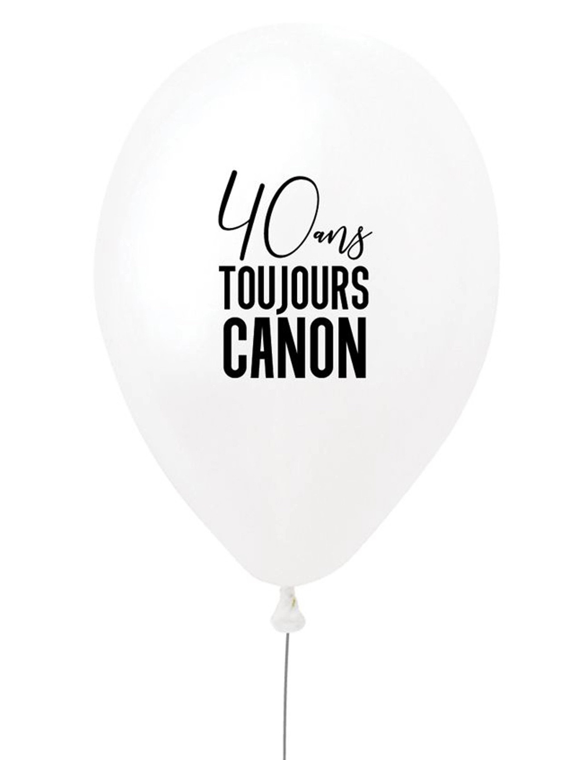 Ballon en latex 40 ans toujours canon blanc et noir 27 cm