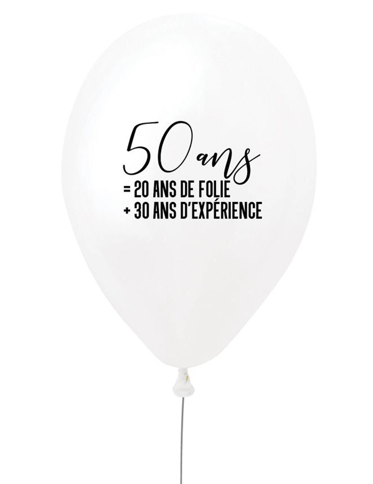 Ballon en latex 50 ans blanc et noir 27 cm