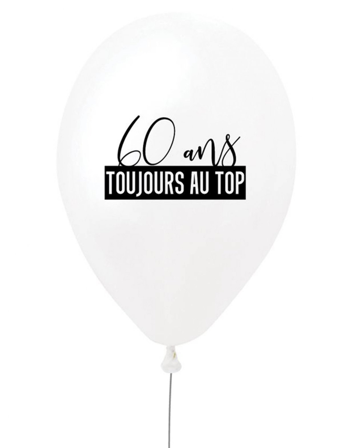 Ballon en latex 60 ans toujours au top blanc et noir 27 cm