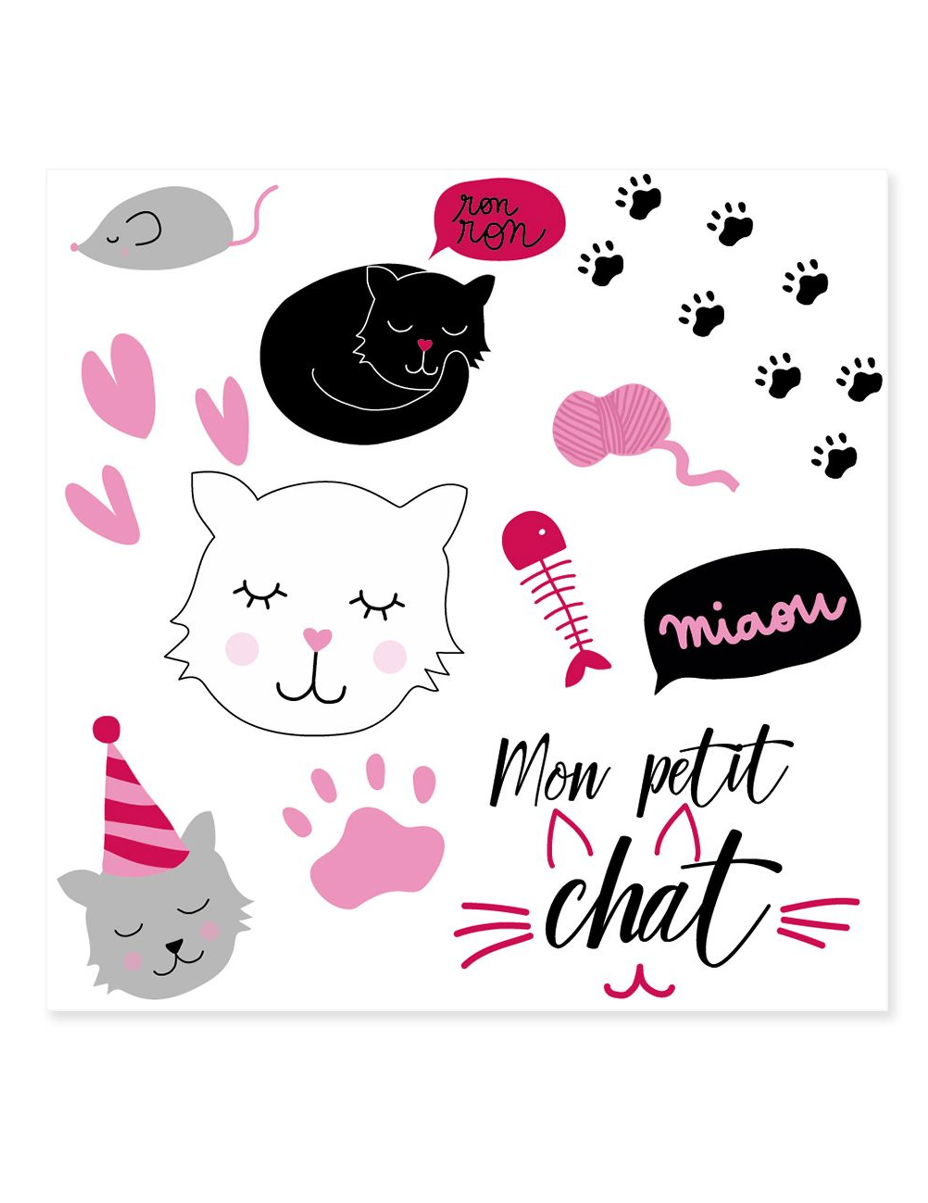 Tatouages éphémères mon petit chat 80 x 80 mm