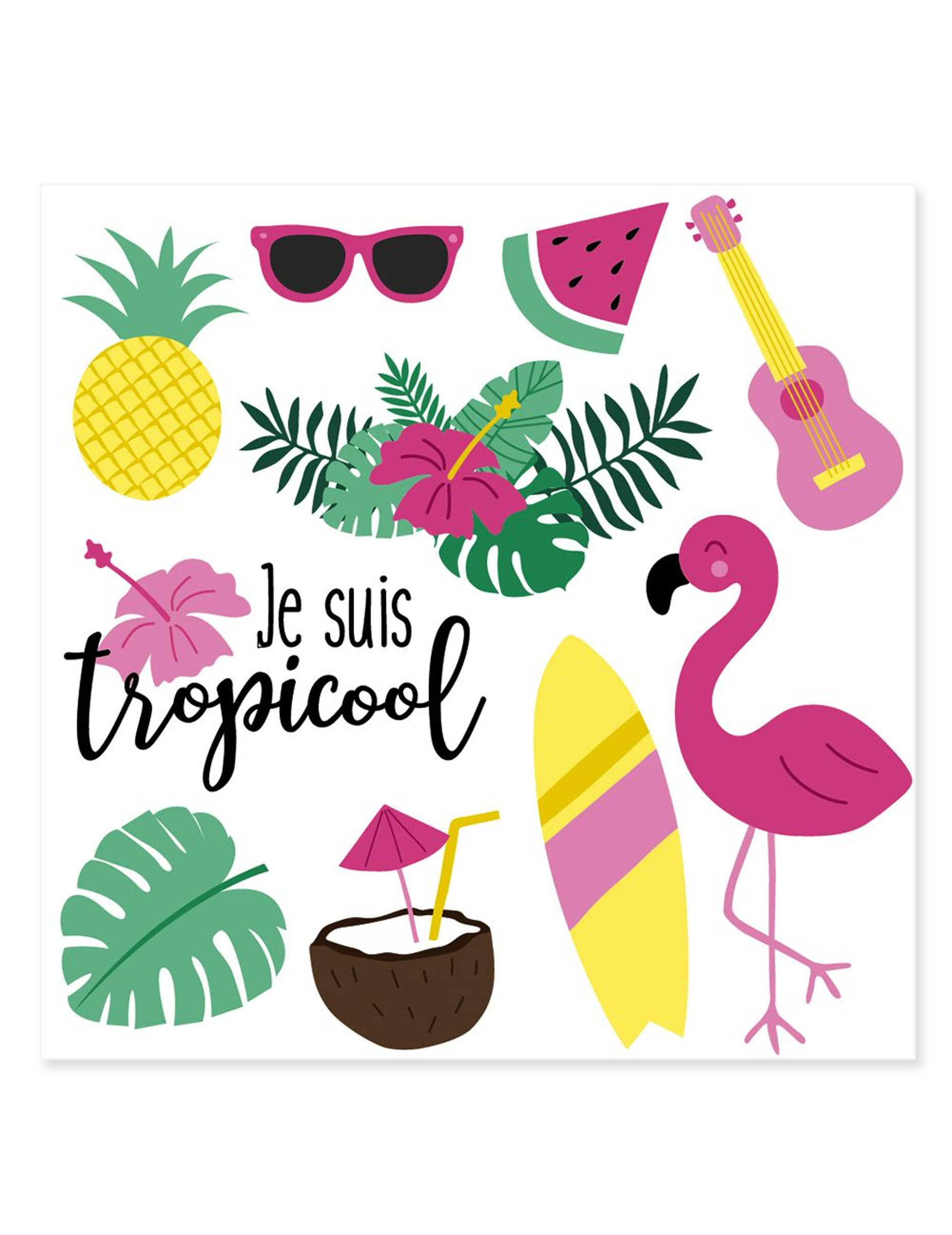 Tatouages éphémères je suis tropicool 80 x 80 mm