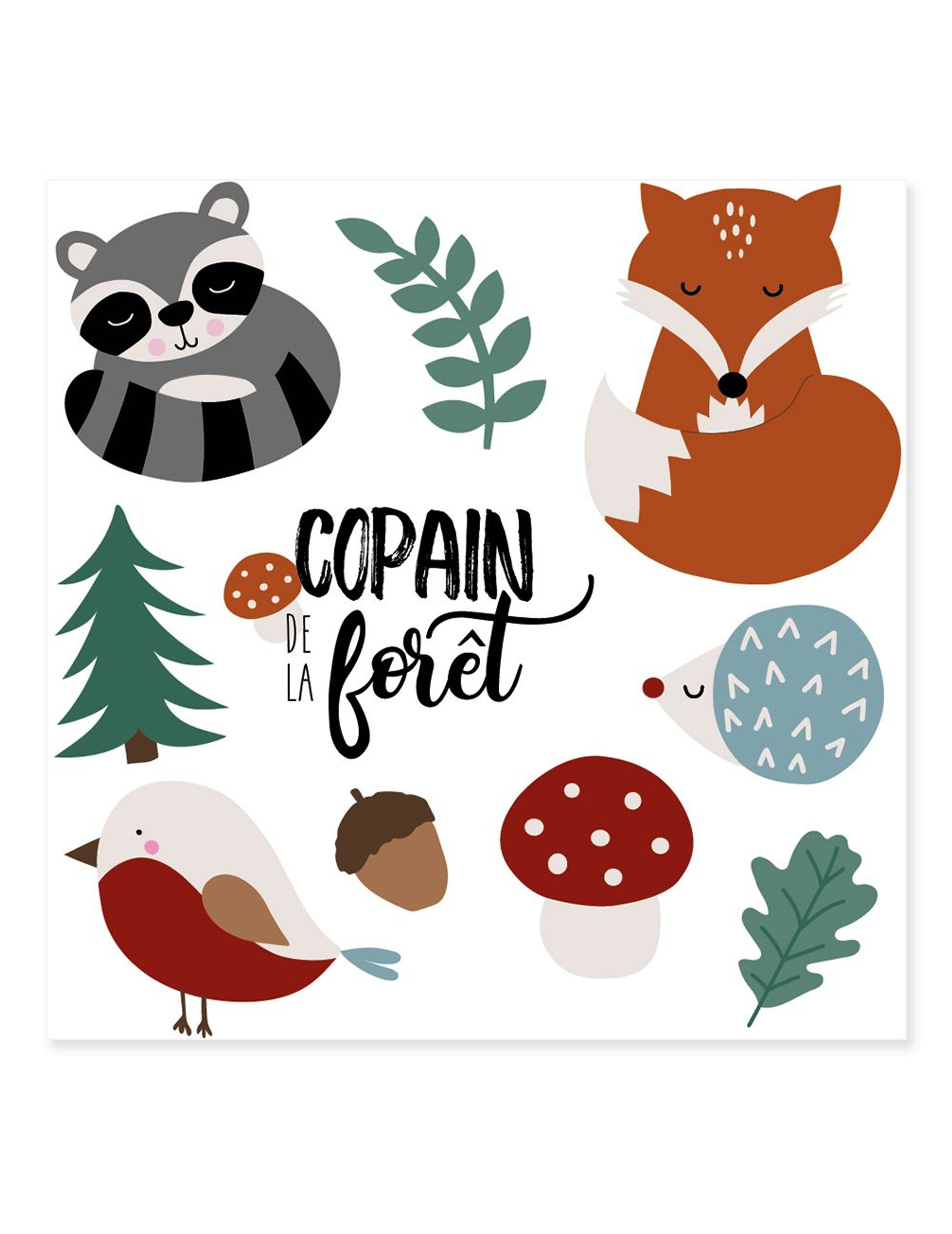 Tatouages éphémères copain de la forêt 80 x 80 mm