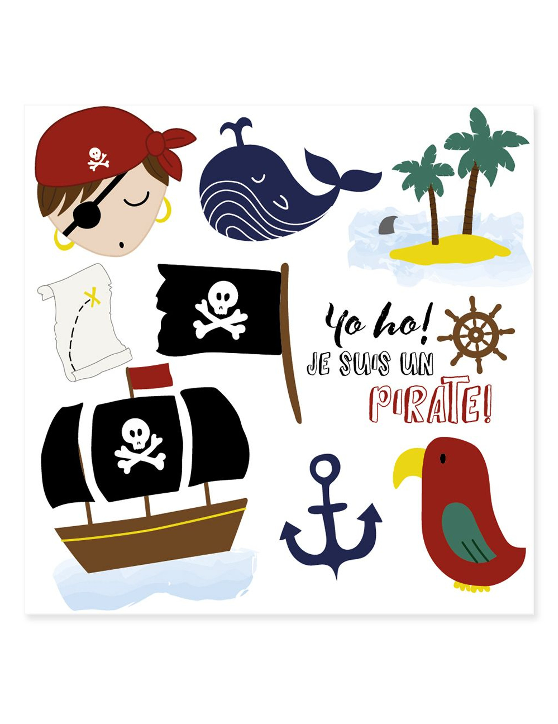 Tatouages éphémères je suis un pirate 80 x 80 mm