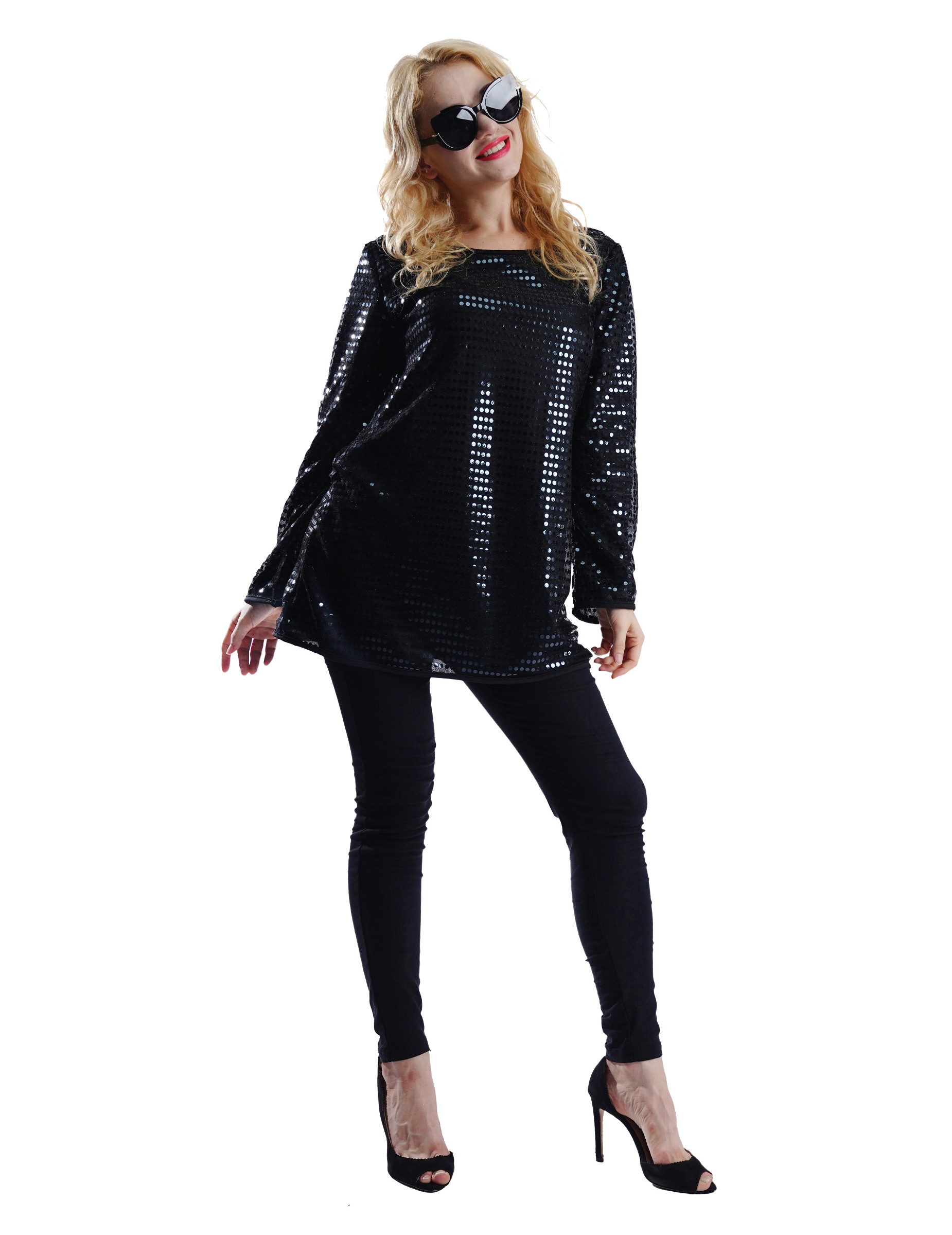 Tunique paillettes noires femme