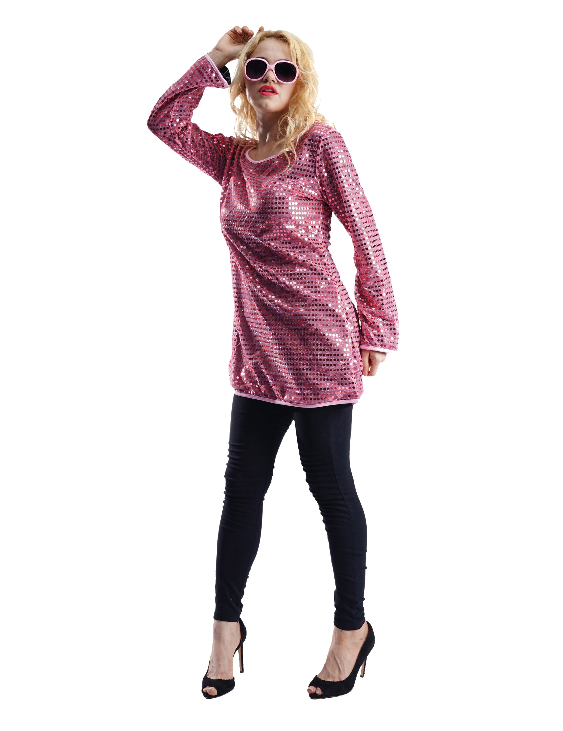 Tunique paillettes roses femme