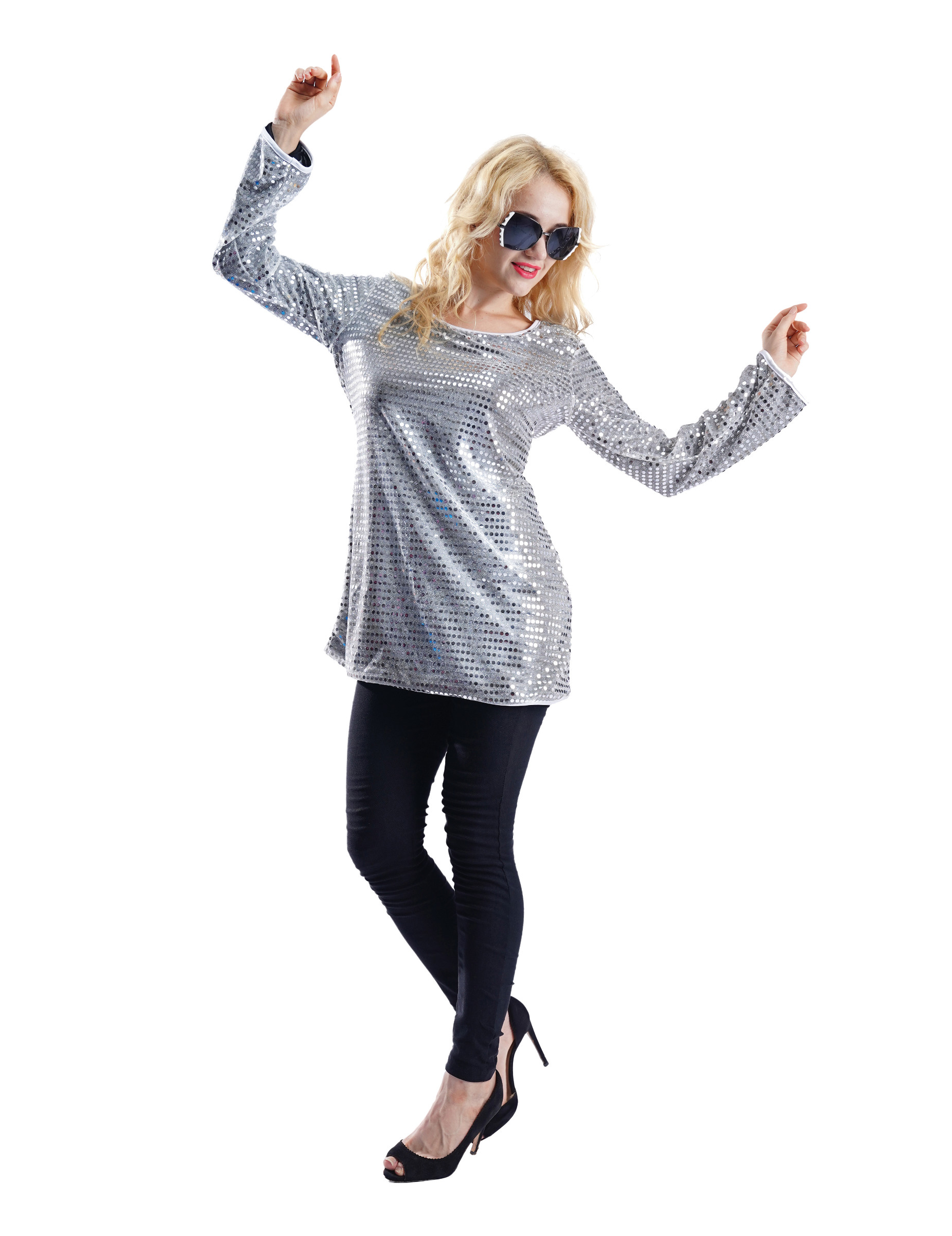 Tunique paillettes argent femme