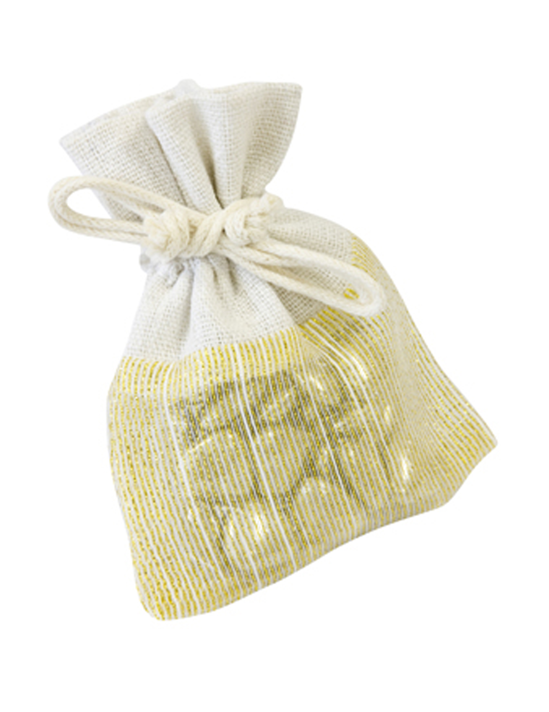 4 Sachets en toile et tissu doré métallisé 8 x 10 cm