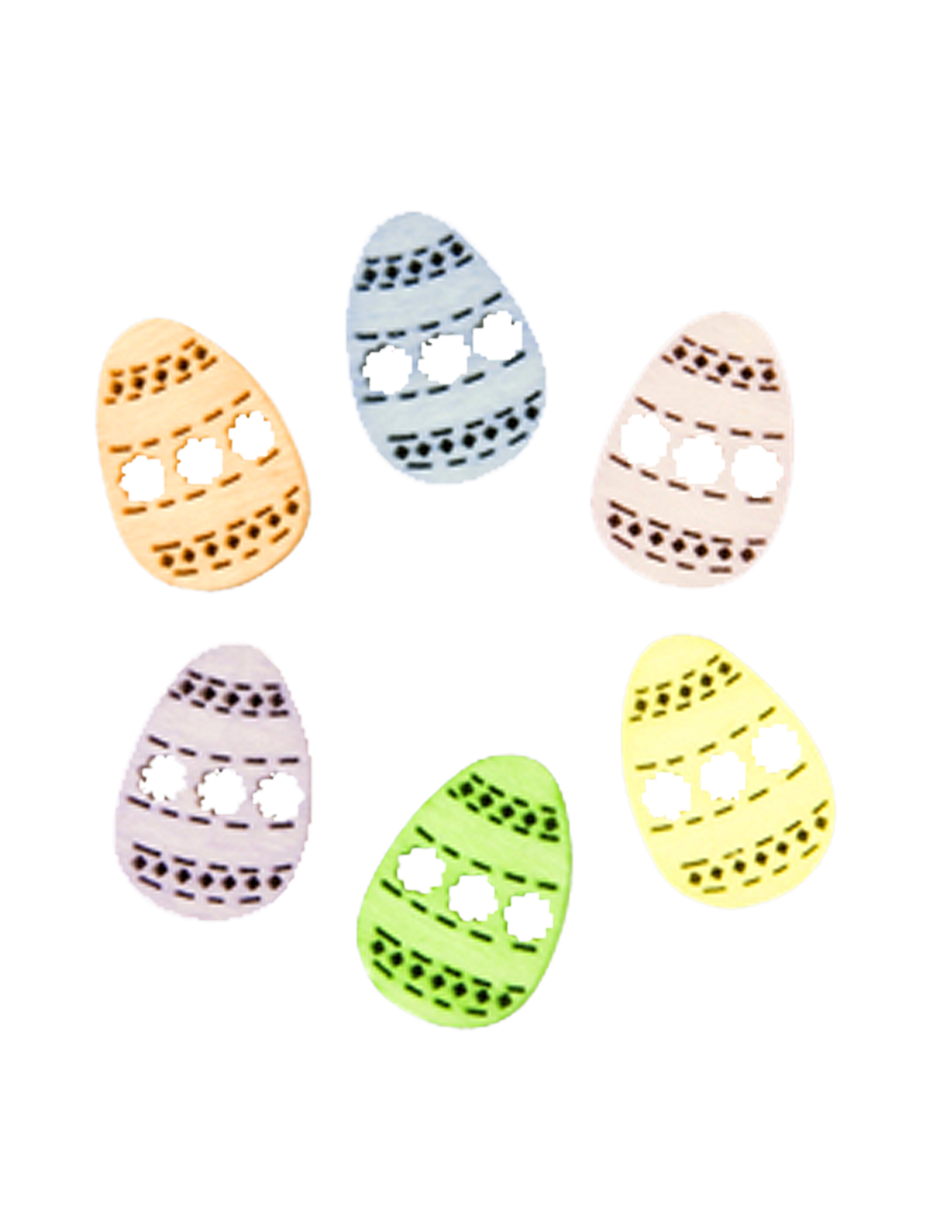 12 Confettis en bois oeufs pastel 1,4 x 2 cm