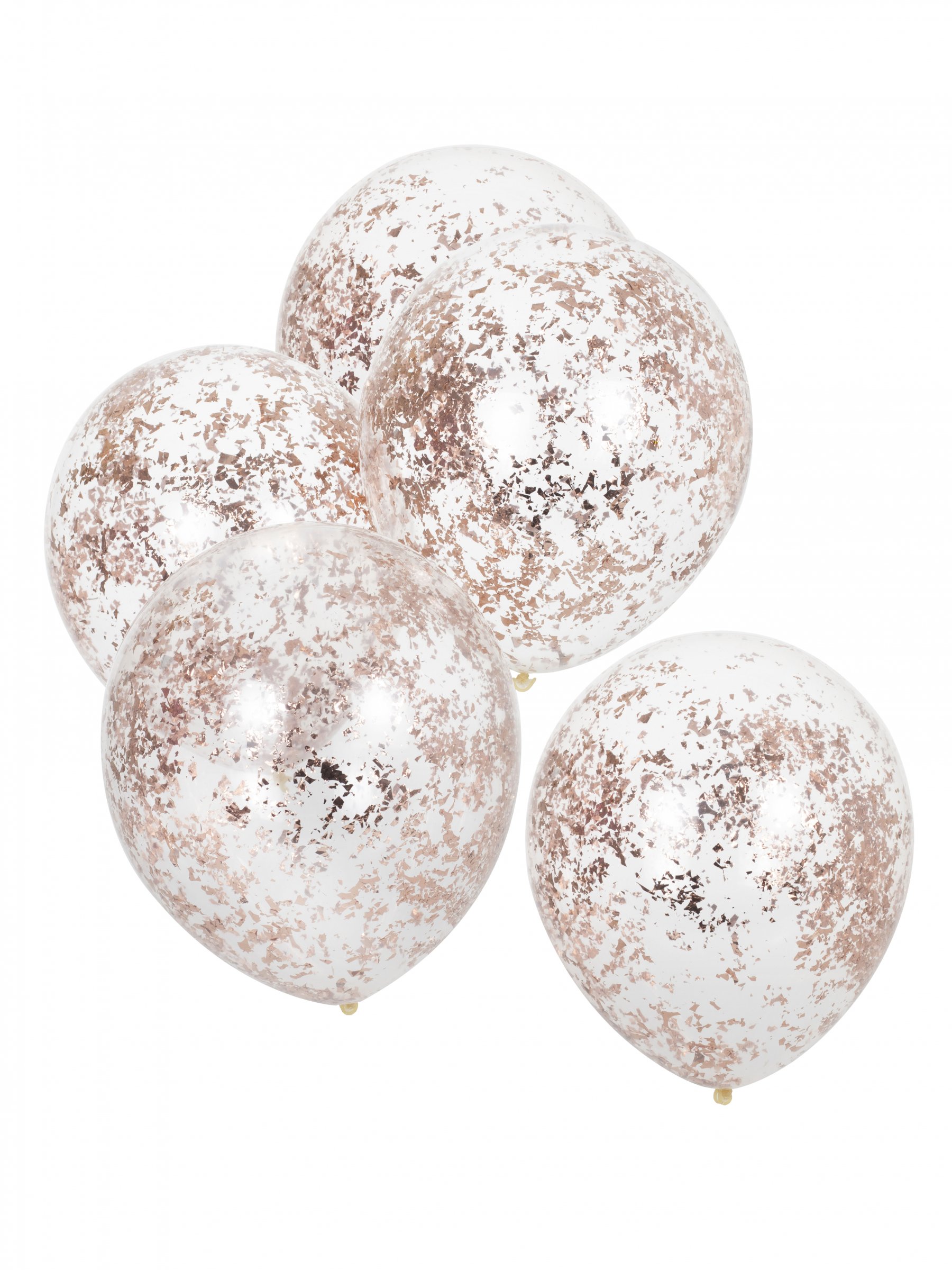 5 Ballons transparents confettis rose gold 30 cm