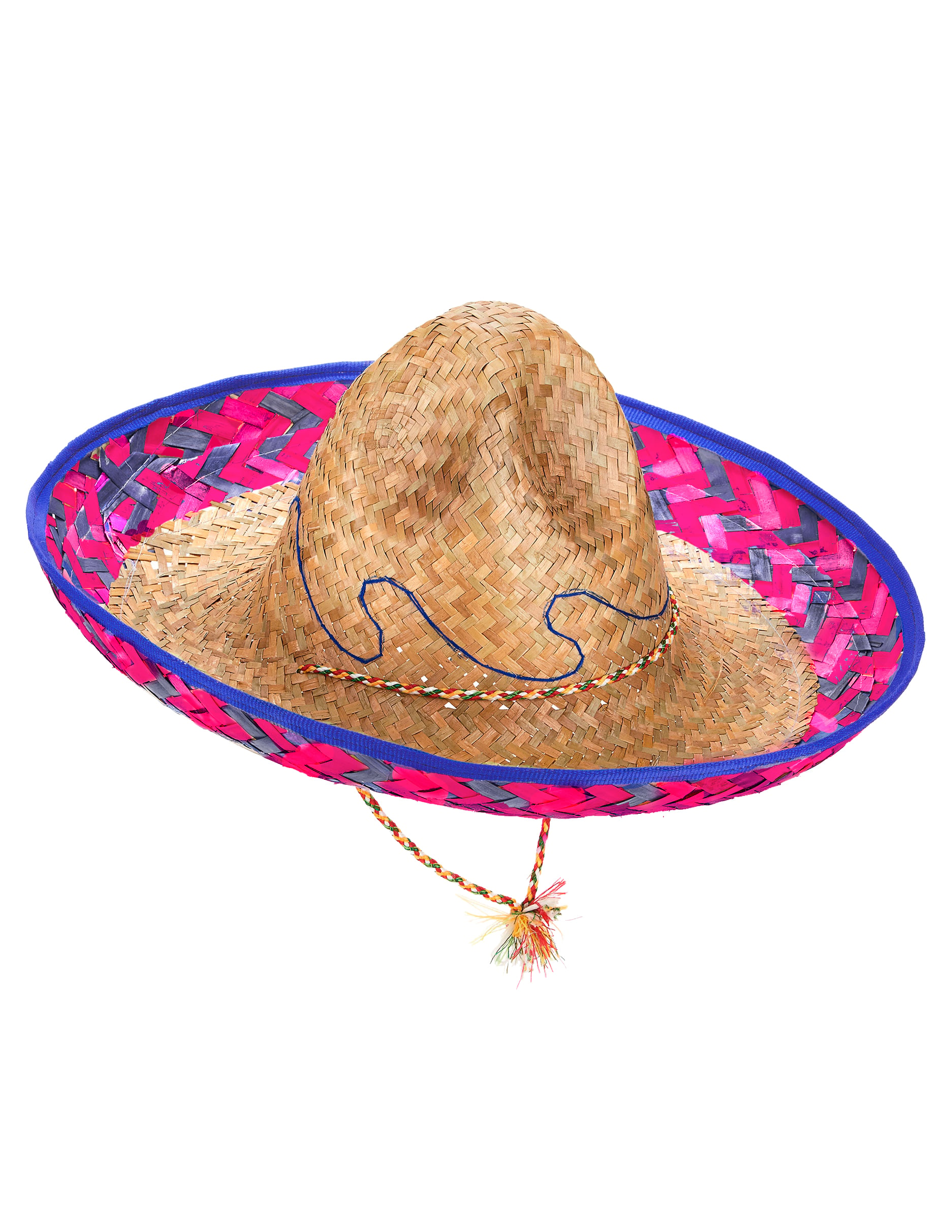 Sombrero Mexicain bordure rose vert et bleu adulte