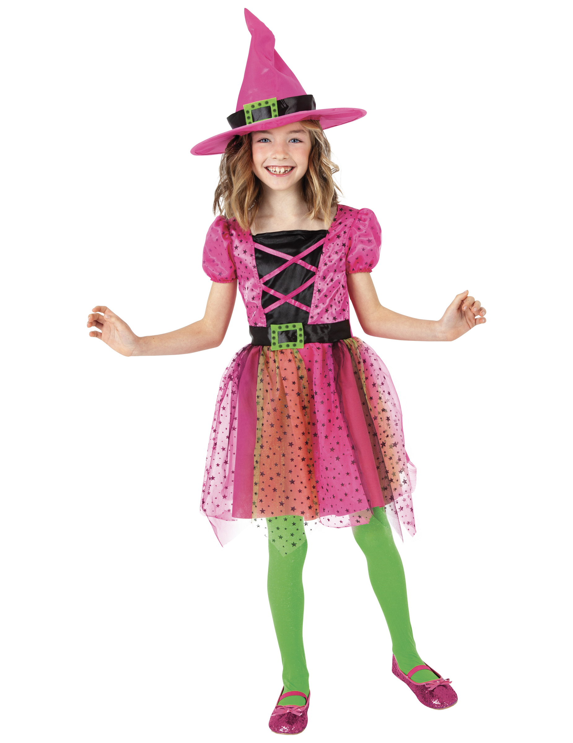 Déguisement tutu sorcière rose avec chapeau fille