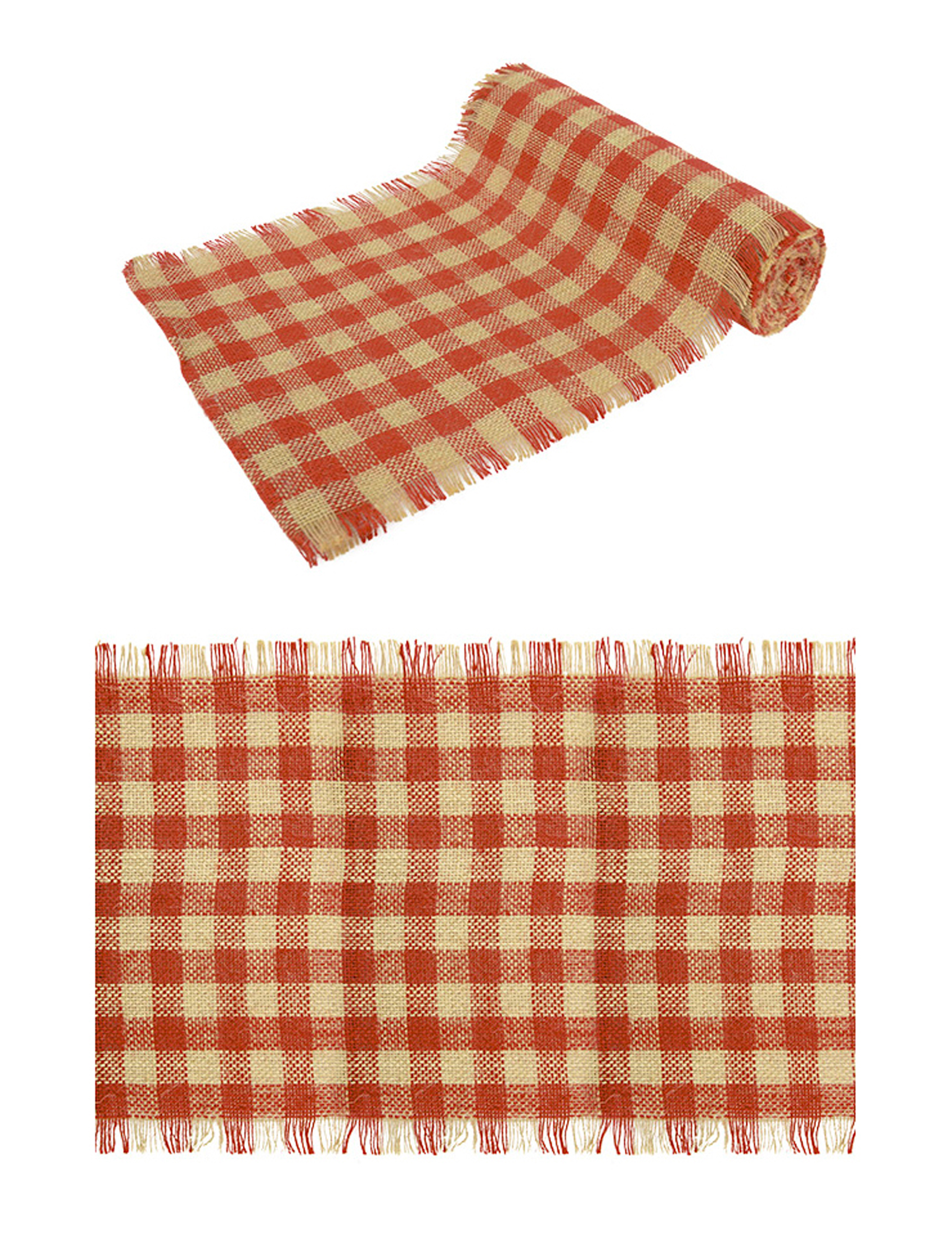 Chemin de table en jute carreaux vichy 29 cm x 3 m