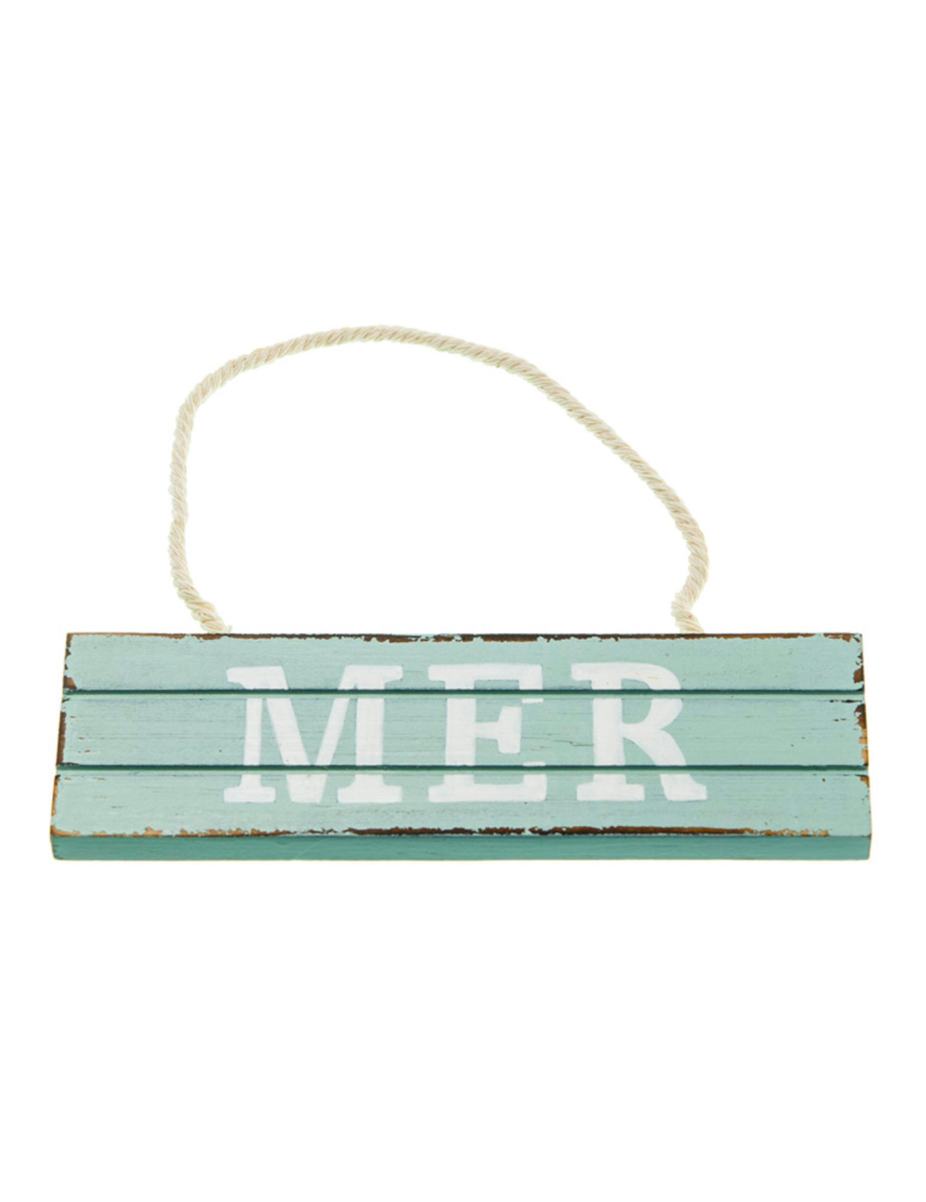 Pancarte à suspendre en bois Mer bleue 15 x 4,5 cm