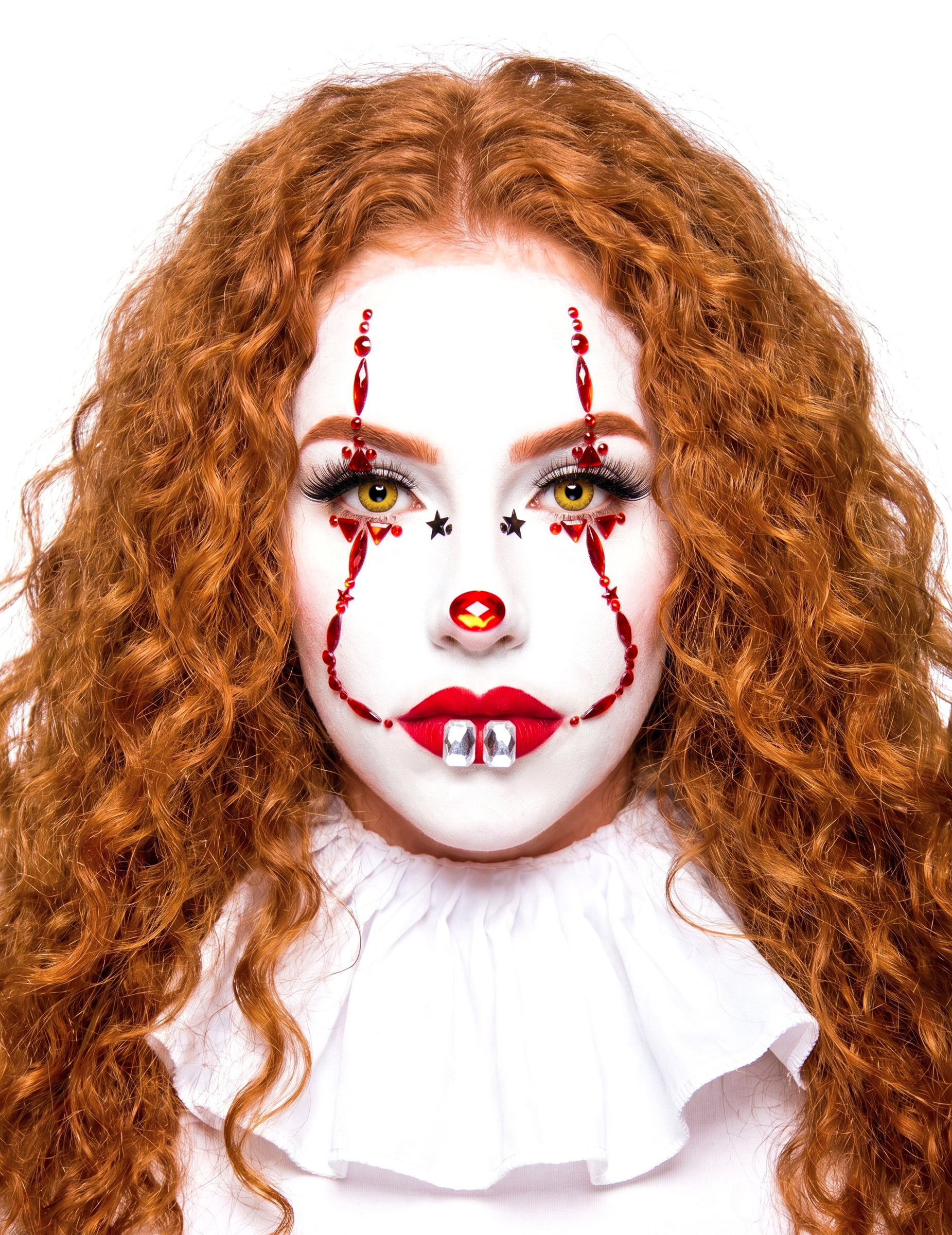 Bijoux pour visage adhésifs clown effrayant