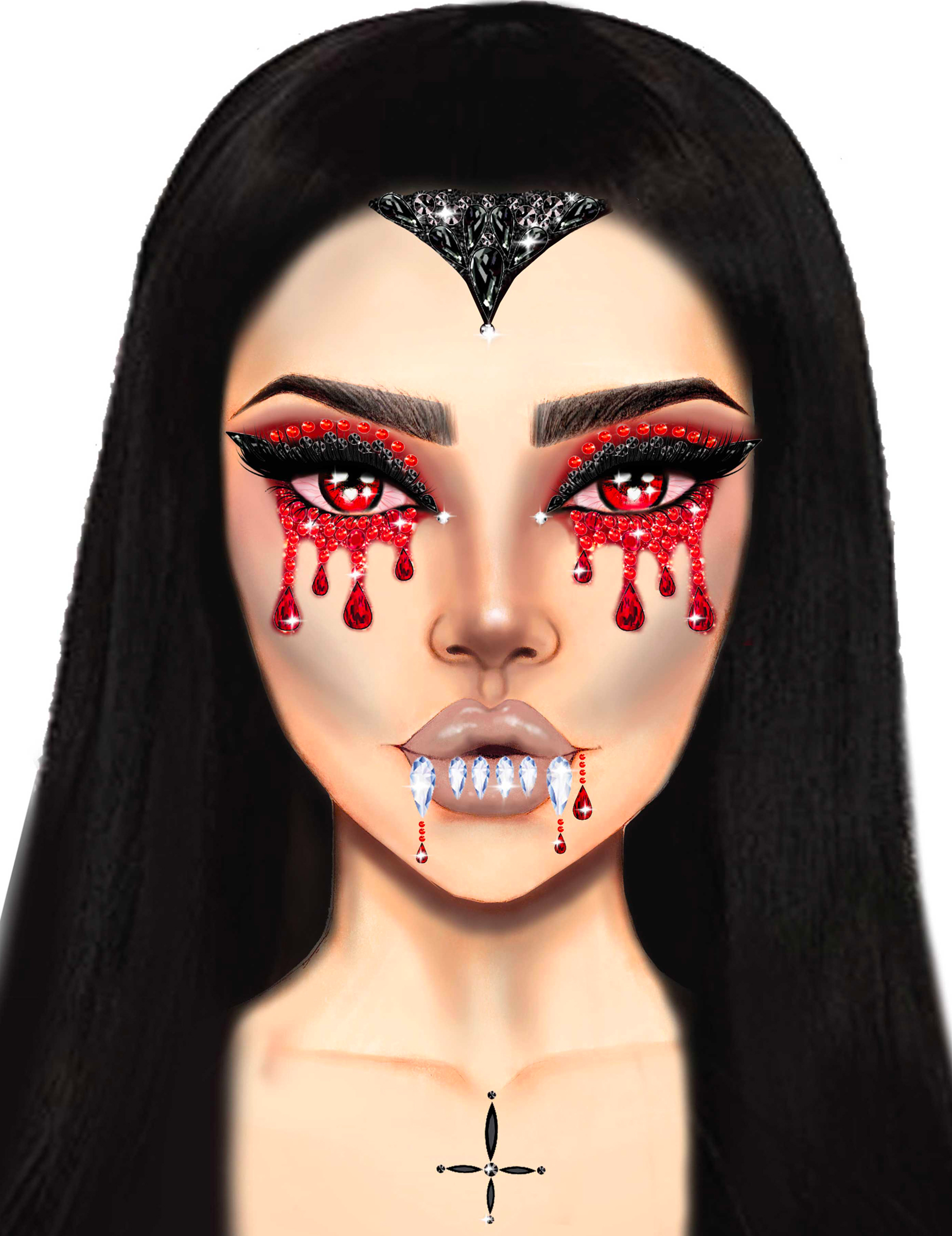 Bijoux pour visage adhésifs vampire