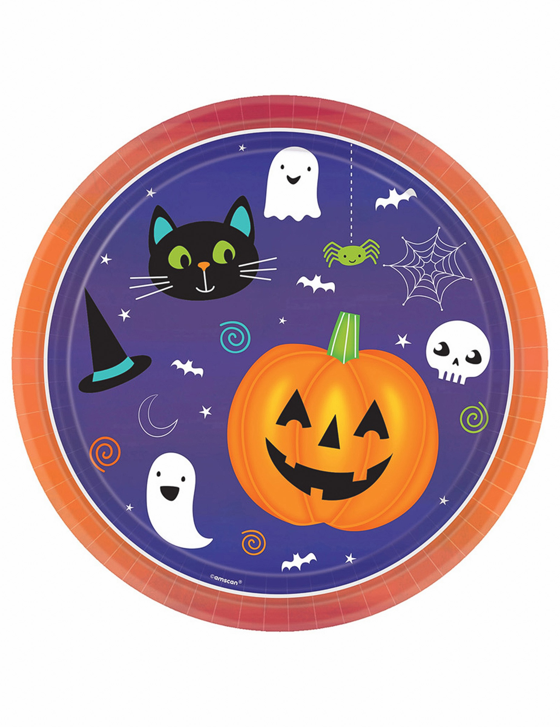 8 Assiettes en carton Halloween Friends 23 cm