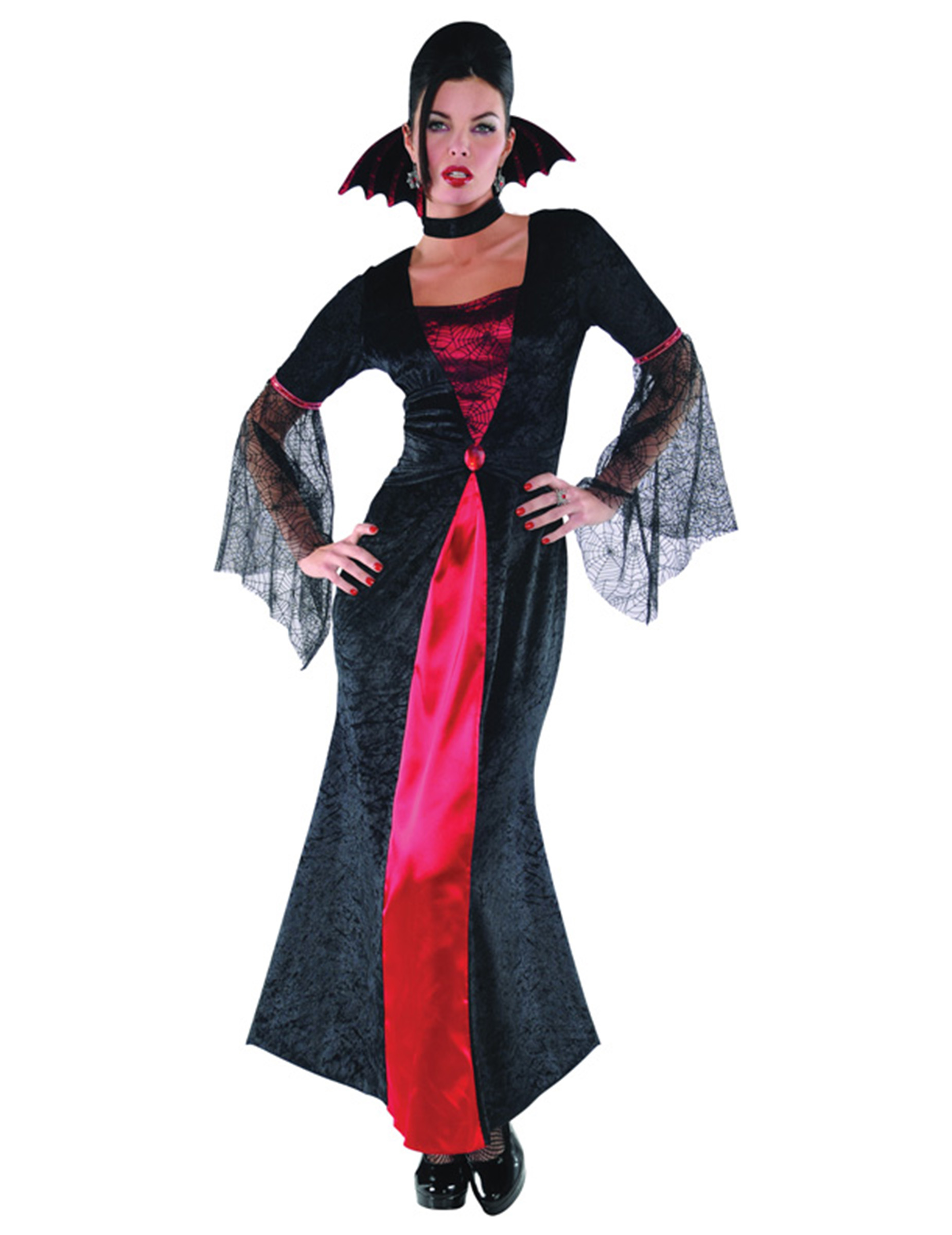 Déguisement vampire rouge et noir femme