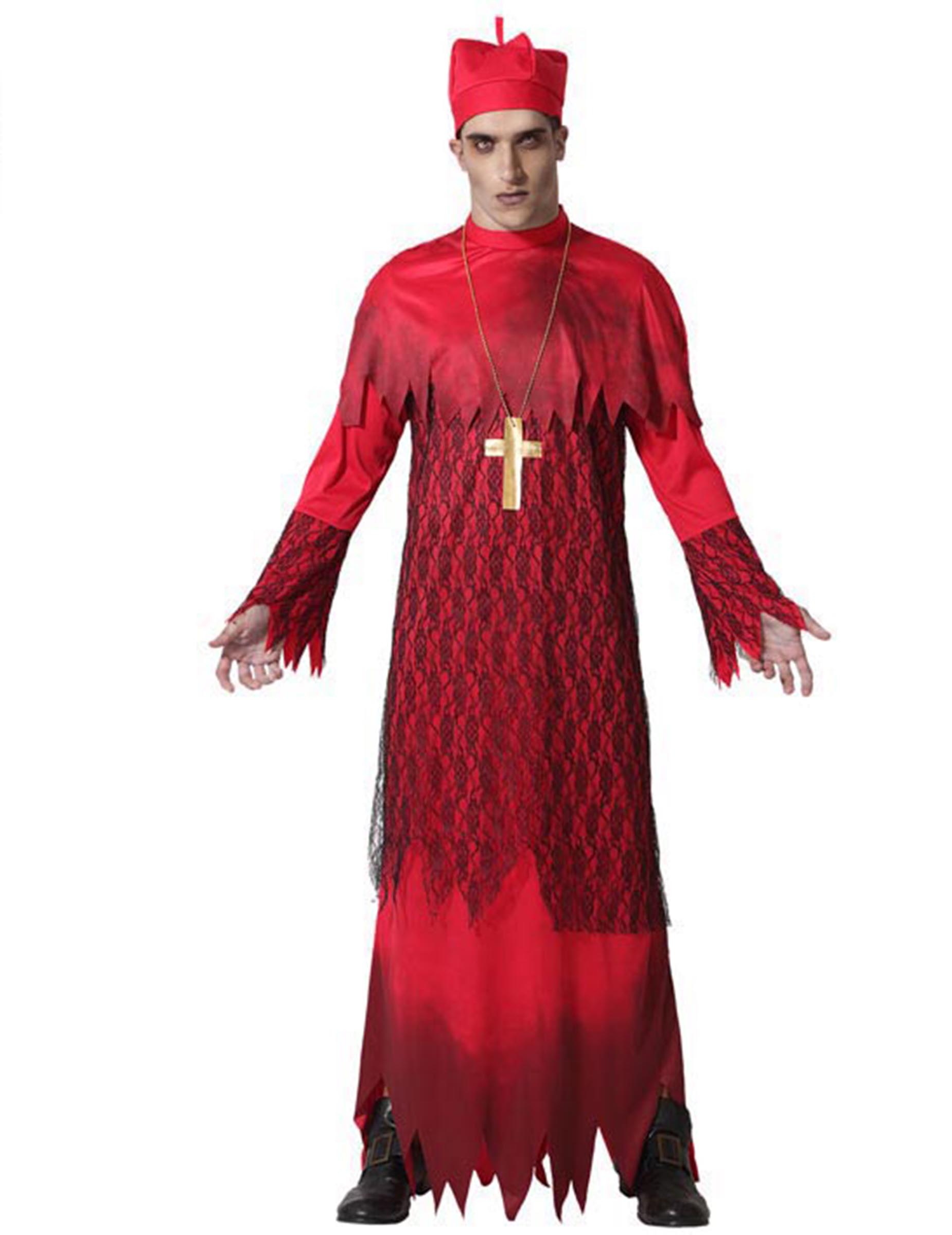 Déguisement cardinal zombie rouge adulte