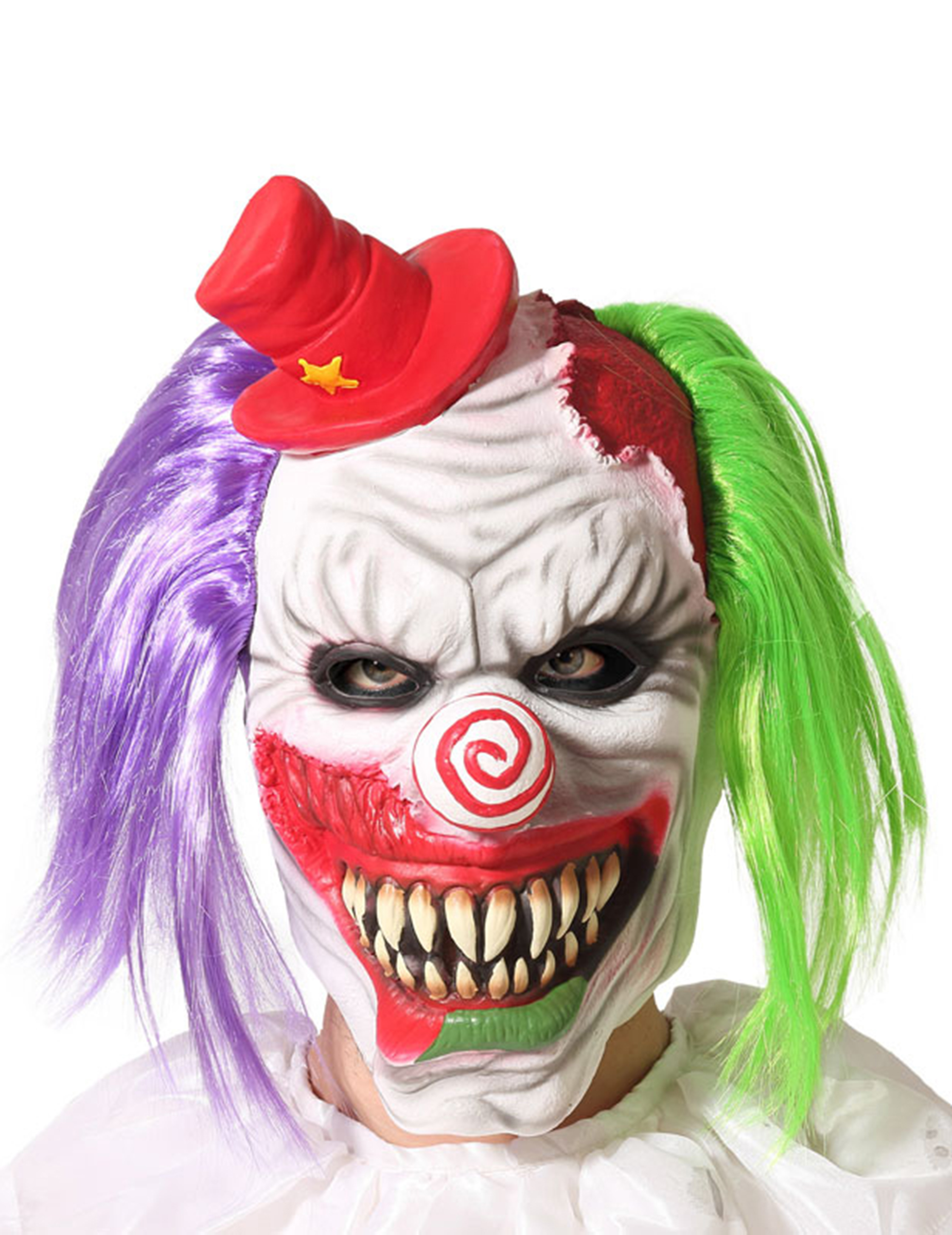 Masque clown aux cheveux bicolore adulte