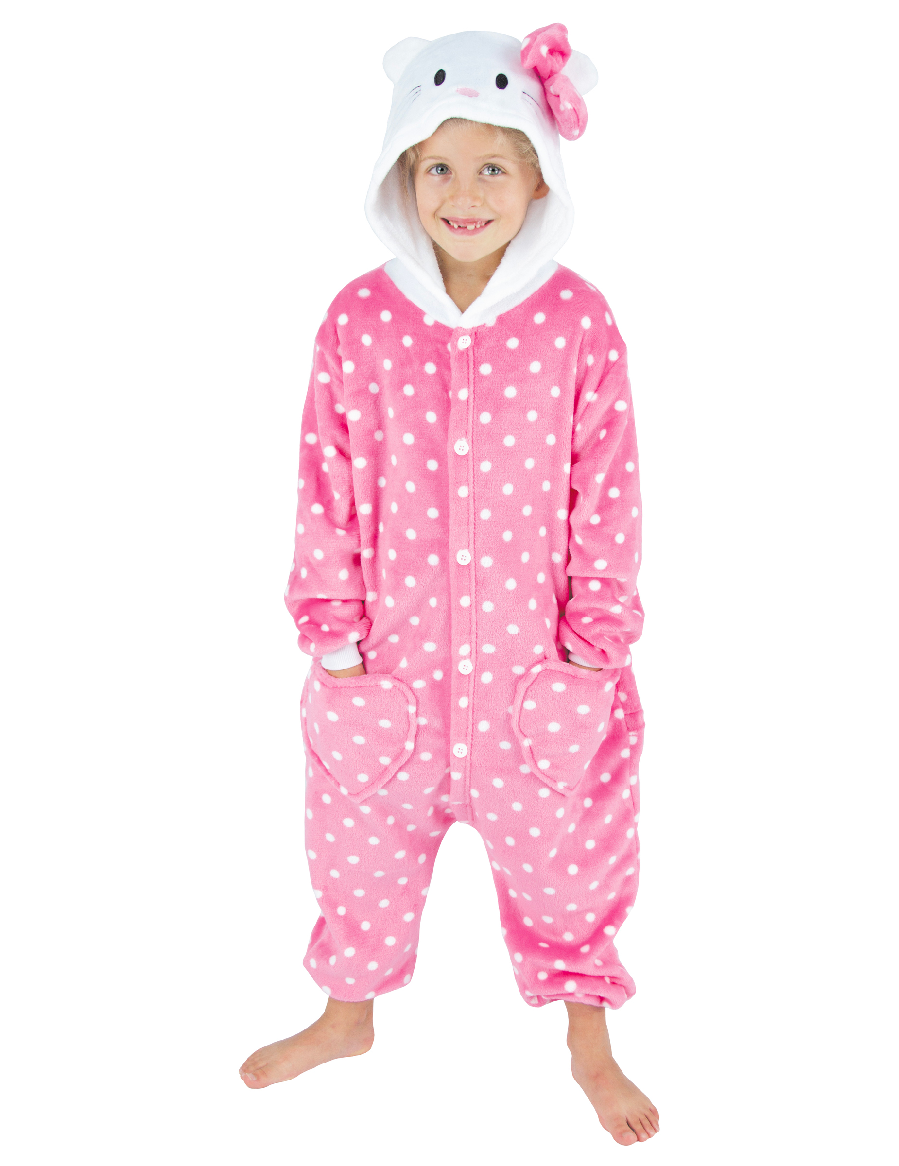 Combinaison chat rose enfant