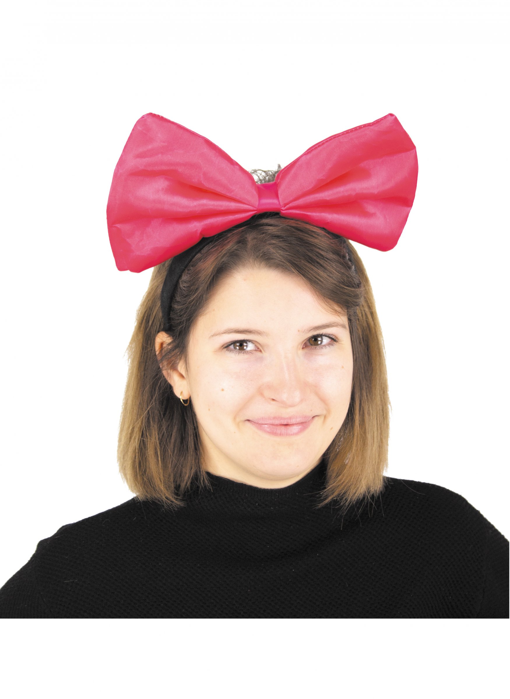 Serre-tête gros n ud rose fluo adulte