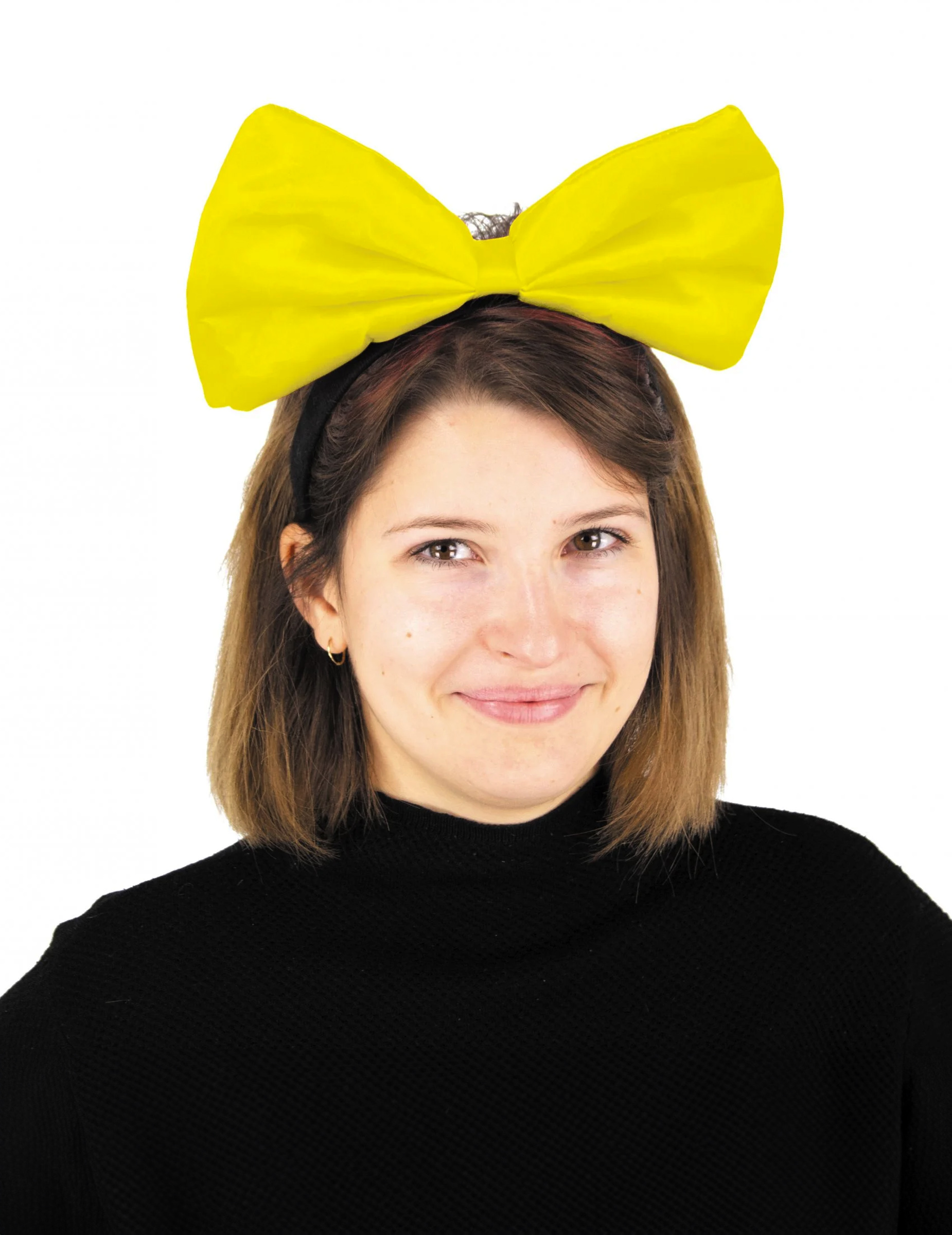 Serre-tête gros n ud jaune fluo adulte