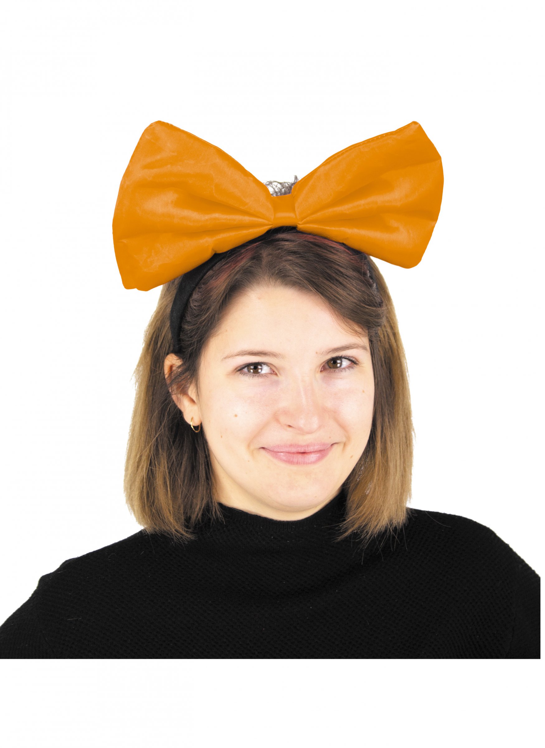 Serre-tête gros n ud orange fluo adulte