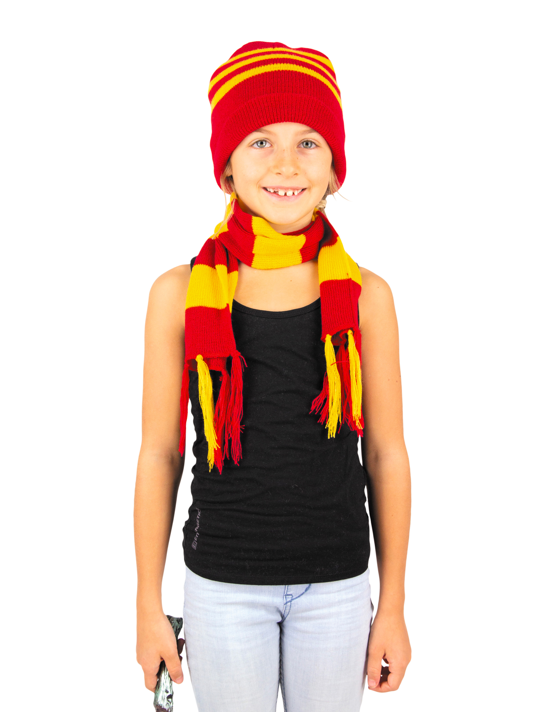 Bonnet et écharpe rayé en tricot enfant