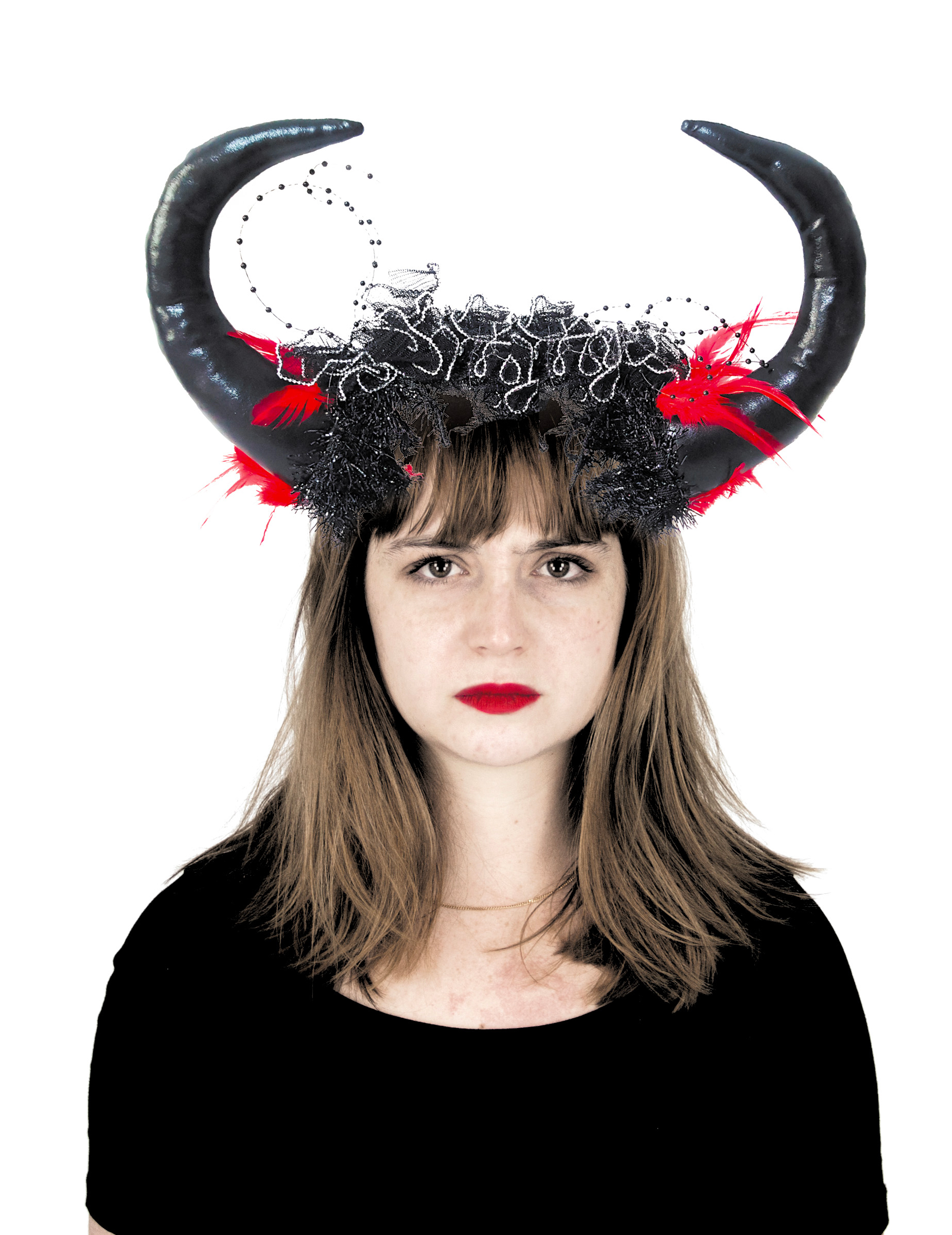 Serre-tête grandes cornes noires femme