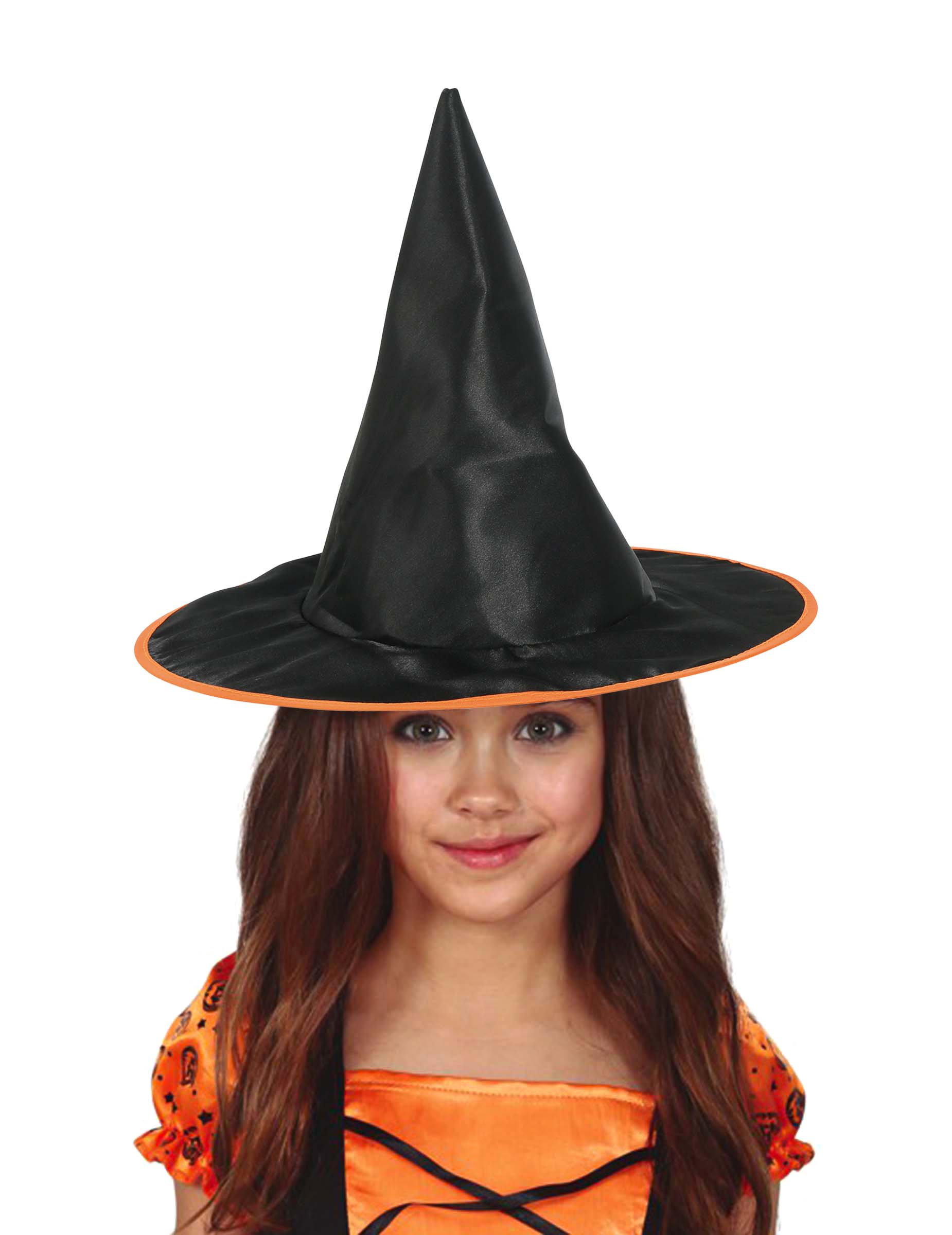 Chapeau sorcière avec liseré orange enfant