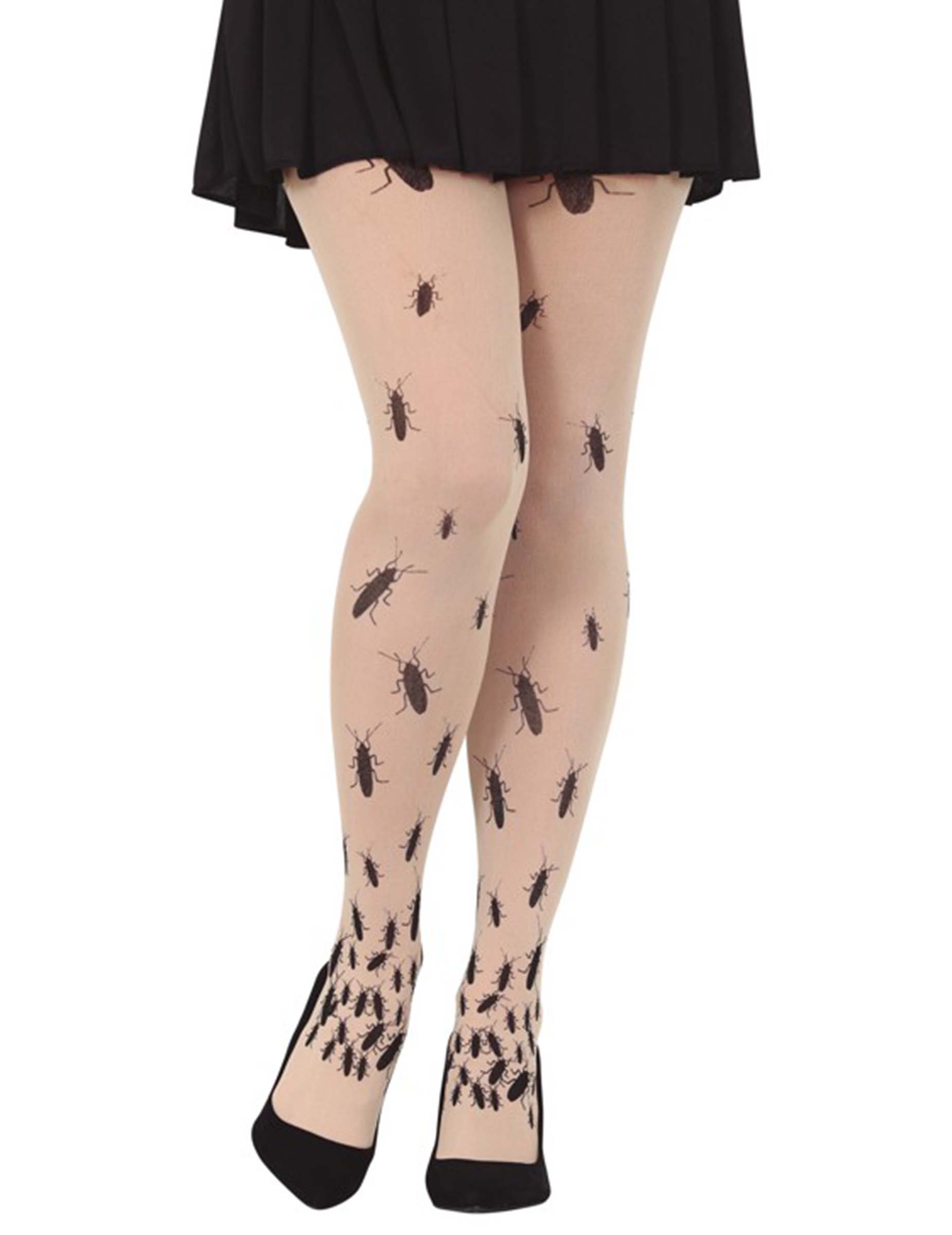 Collants blancs avec cafards femme