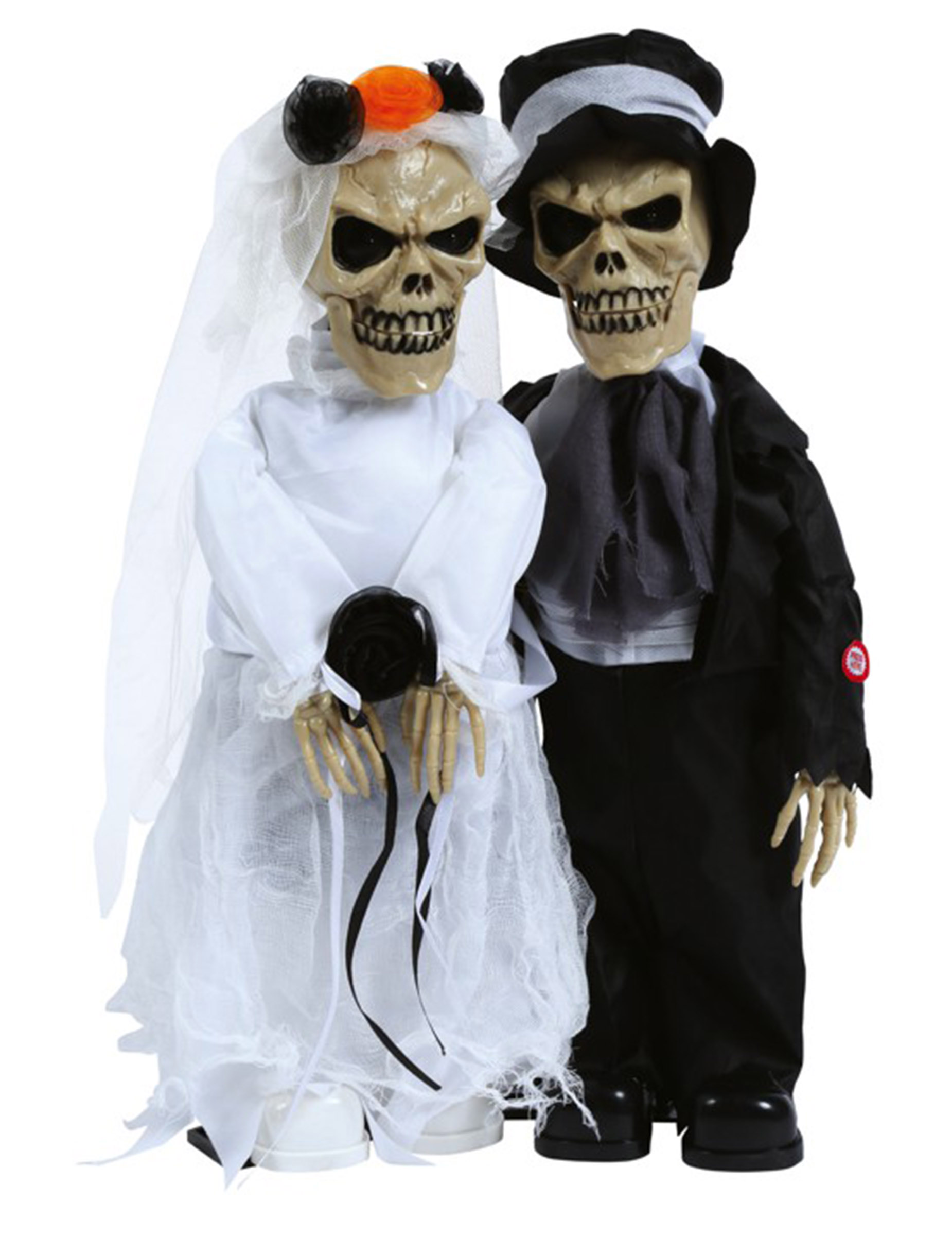 Décoration animée, lumineuse et sonore couple 48 cm