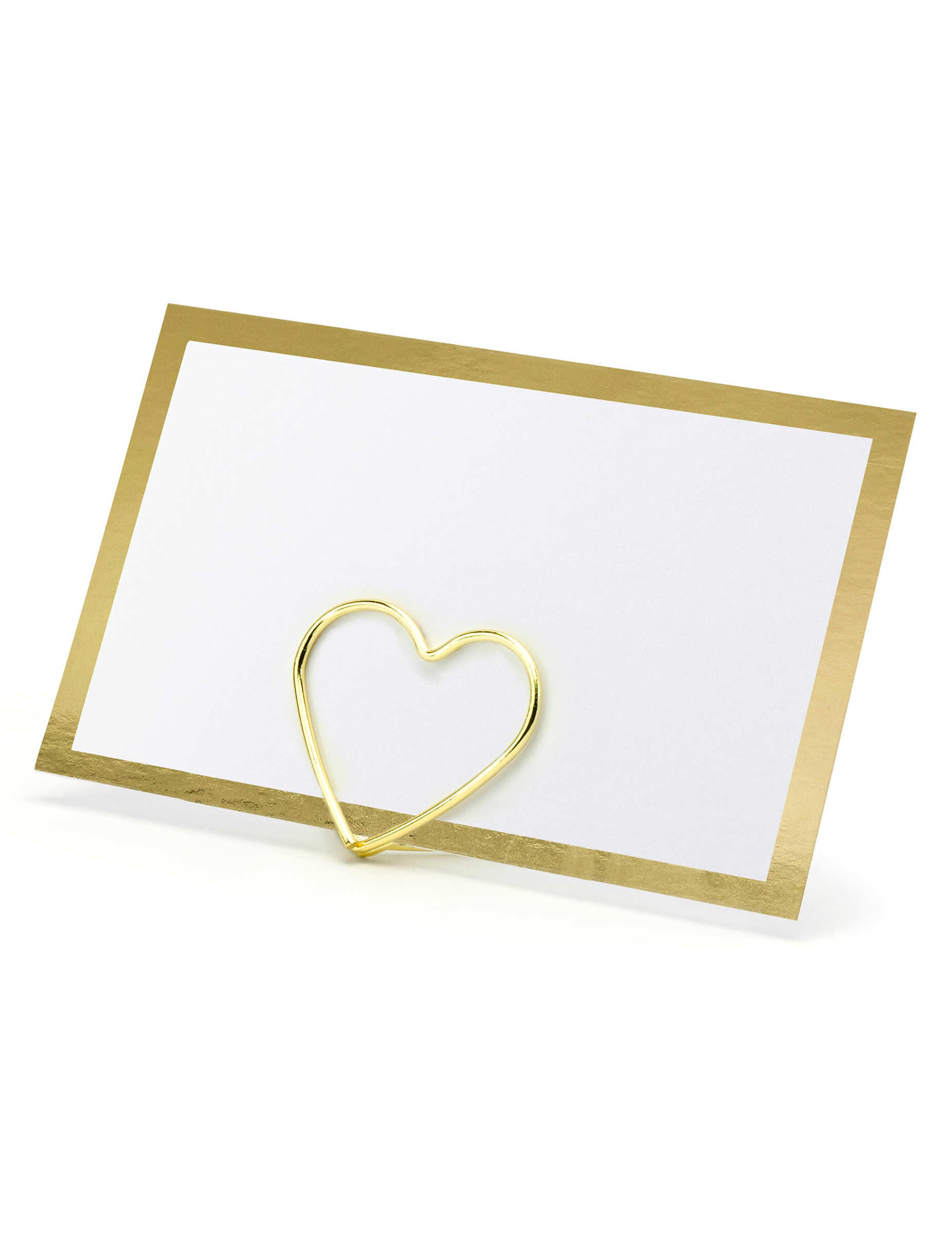 10 Marque-places blancs et or 9,5 x 5,5 cm