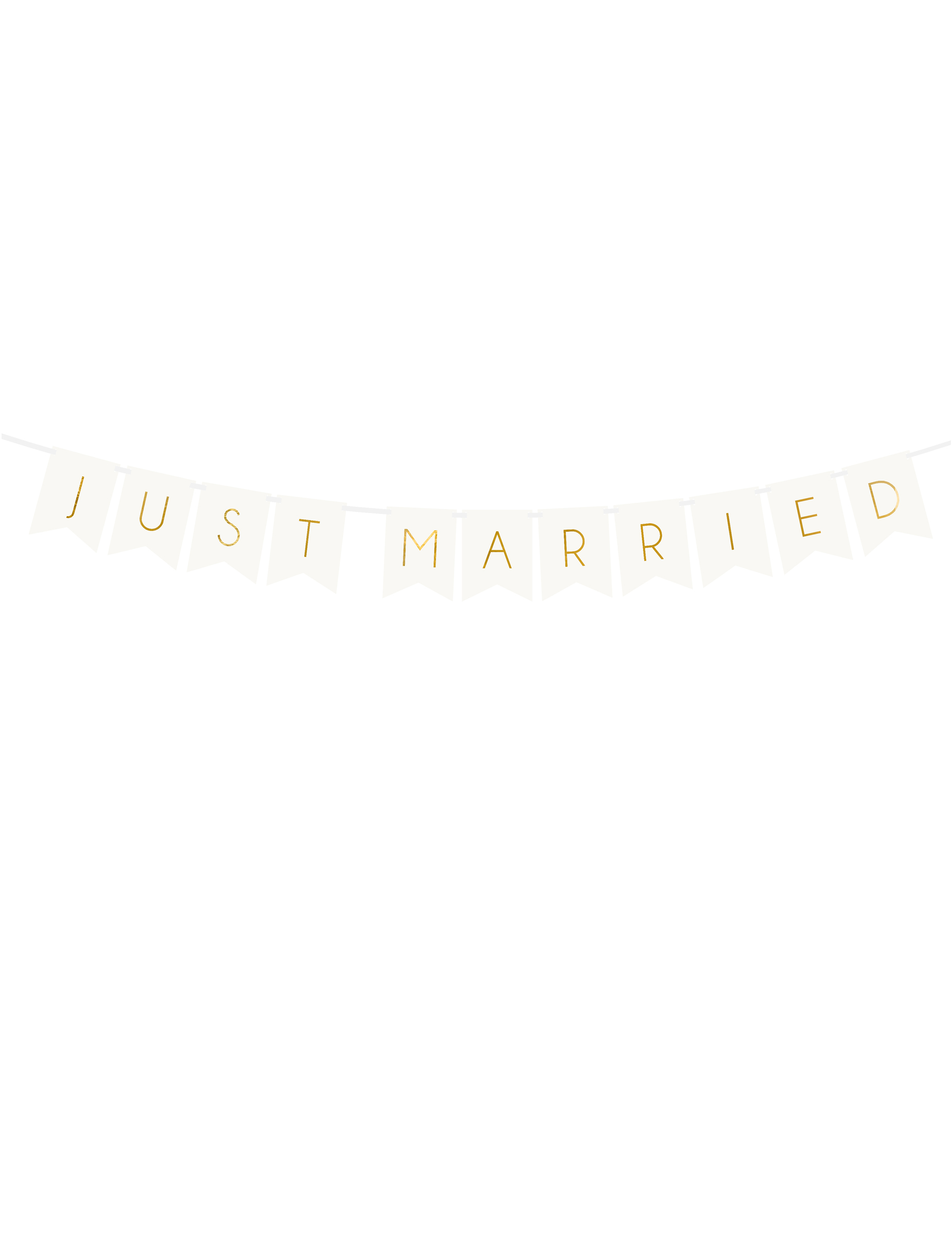 Guirlande à fanions blanc et or Just Married 155 cm